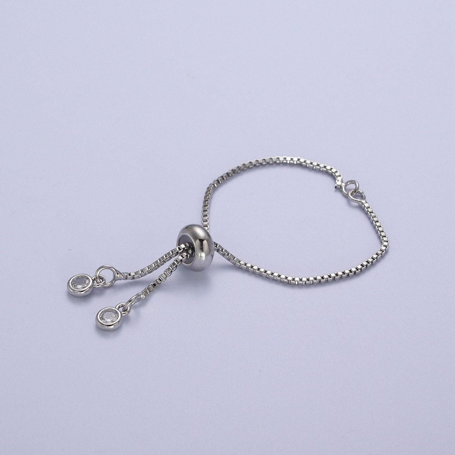 Short adjustable gold bracelet half semi finished with rubber stopper bolo bracelets tennis bracelet box chain wholesale k-124