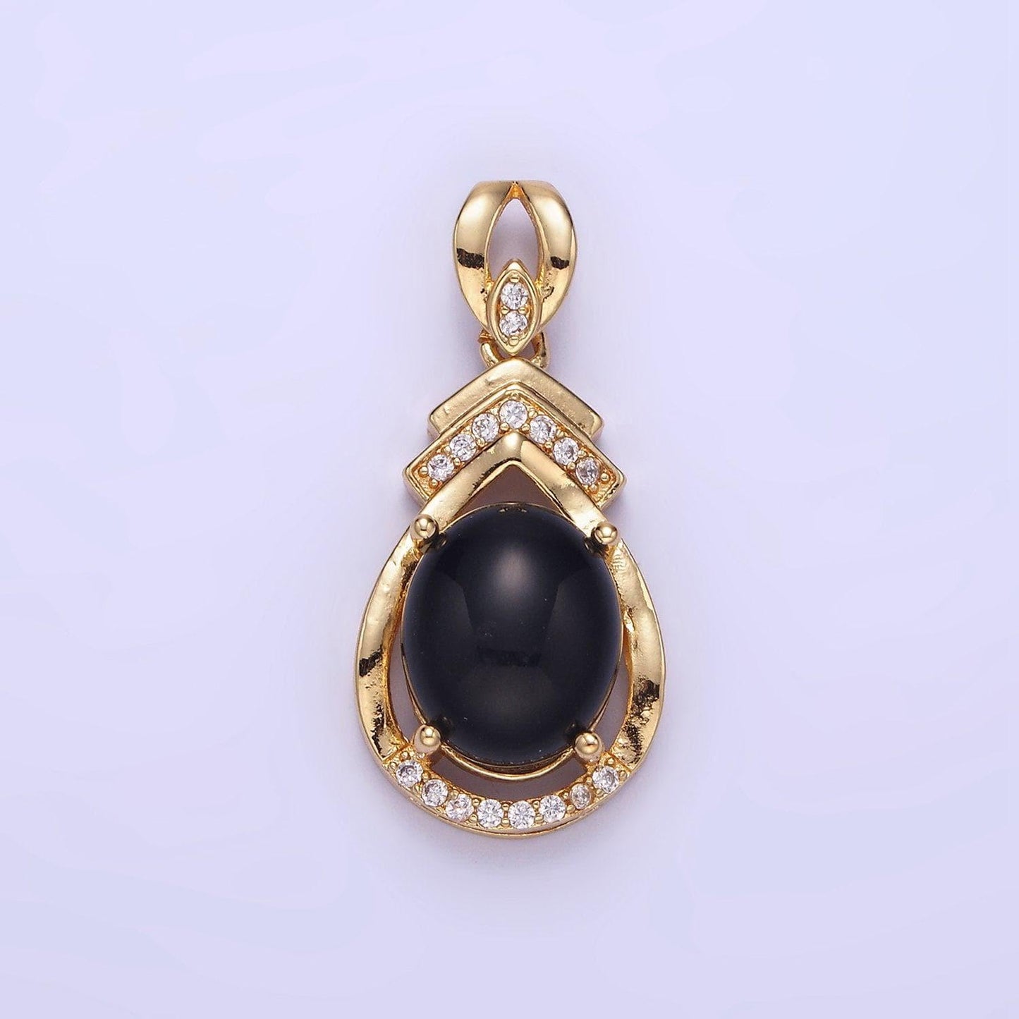 14k gold filled mermaid rainbow glass beads teardrop bezel micro paved pendant | aa1175