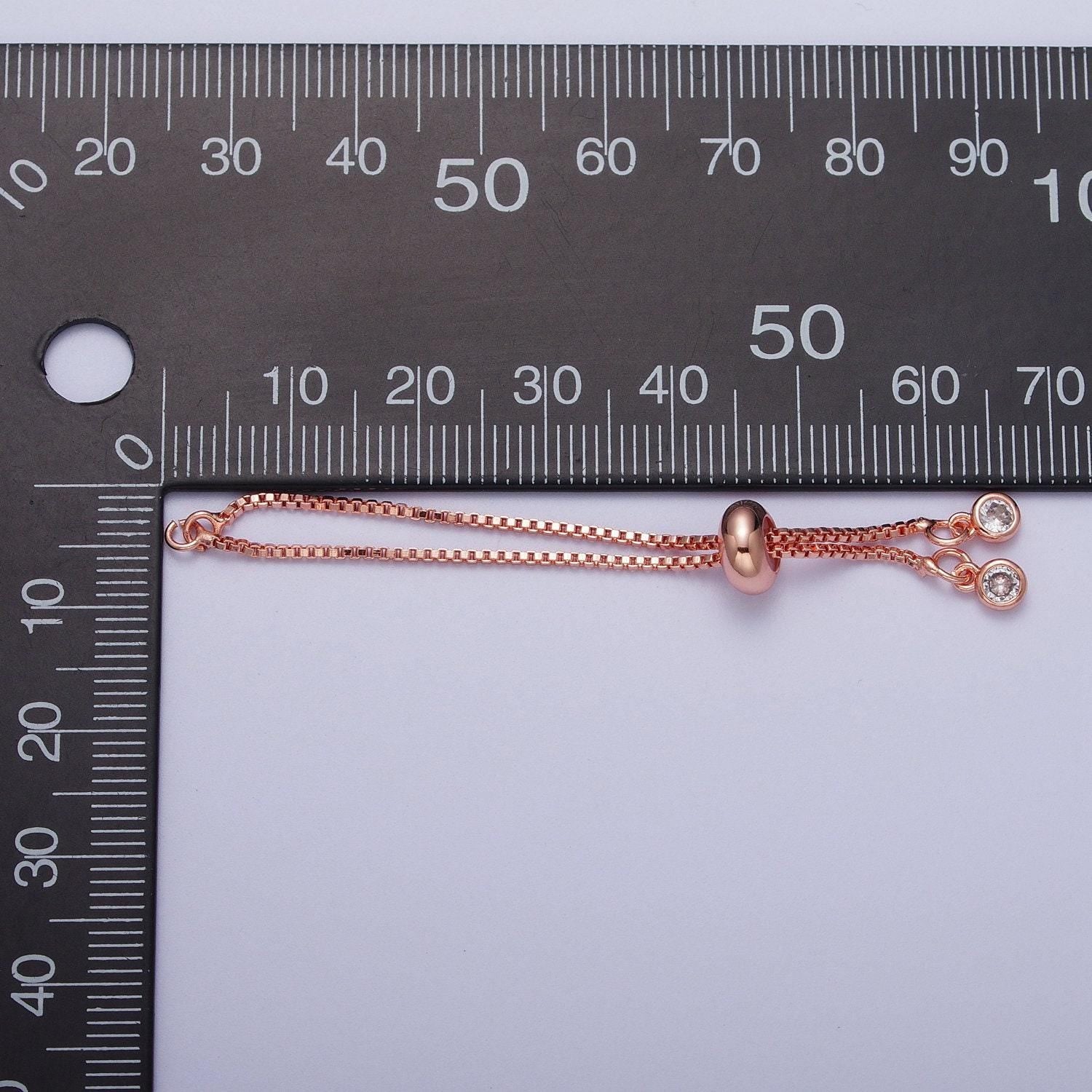 Short adjustable gold bracelet half semi finished with rubber stopper bolo bracelets tennis bracelet box chain wholesale k-124