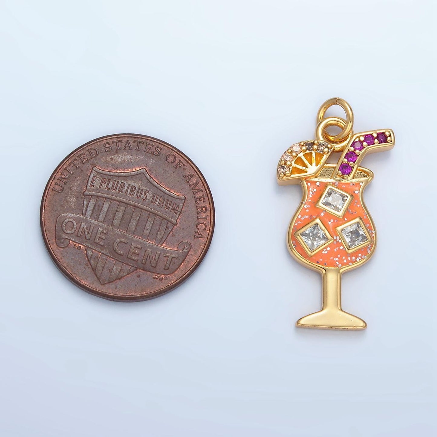14k gold filled pina coloada pendant gold dainty cocktail glass charms enamel pendant bracelet necklace for diy jewelry making supply ac177
