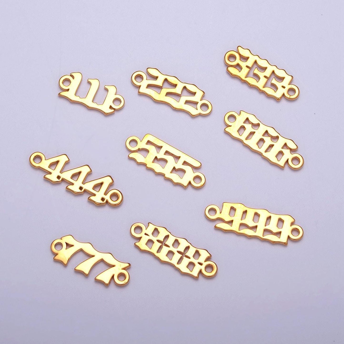 Gold filled angel number charm connector lucky number for necklace bracelet component g856