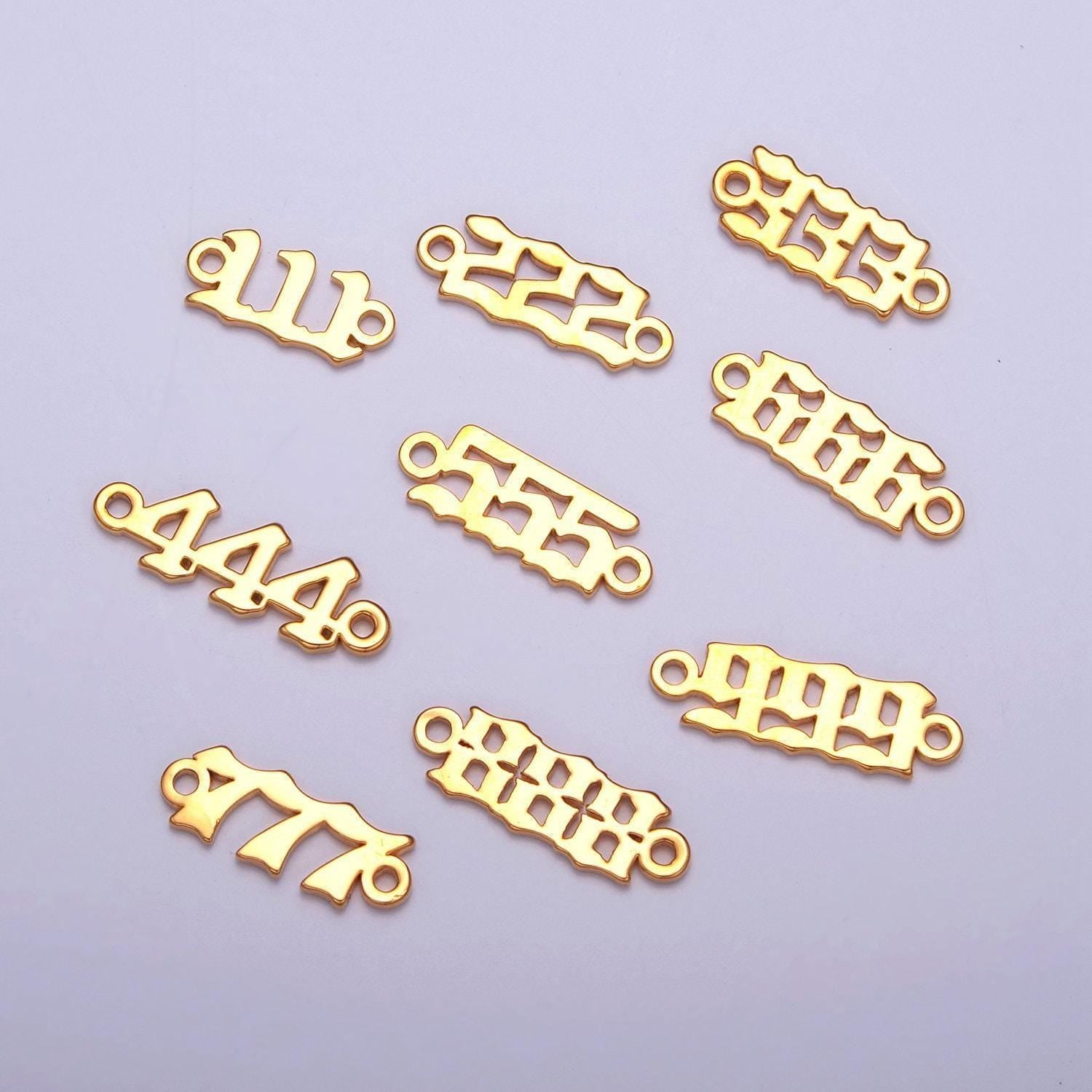 Gold filled angel number charm connector lucky number for necklace bracelet component g856