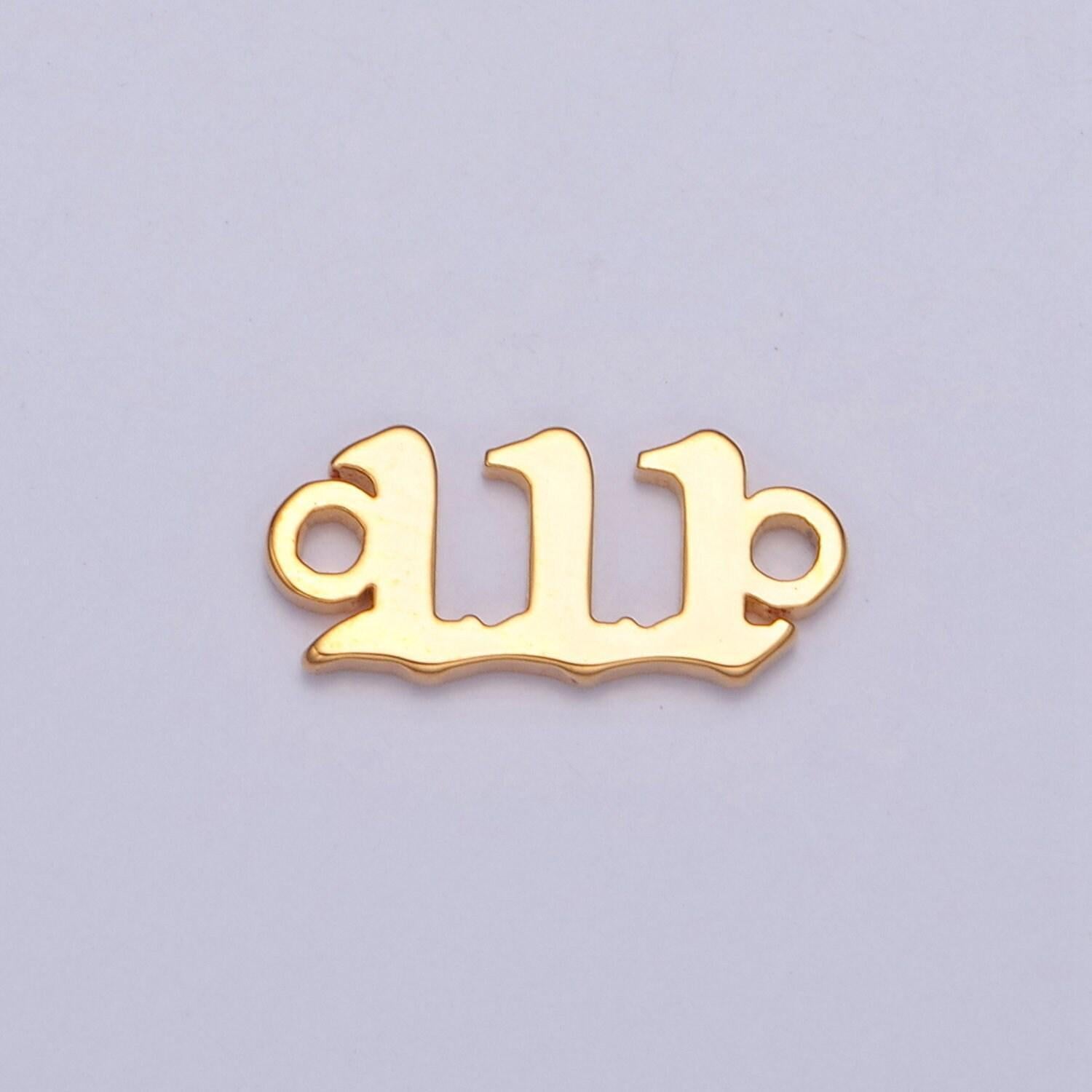 Gold filled angel number charm connector lucky number for necklace bracelet component g856