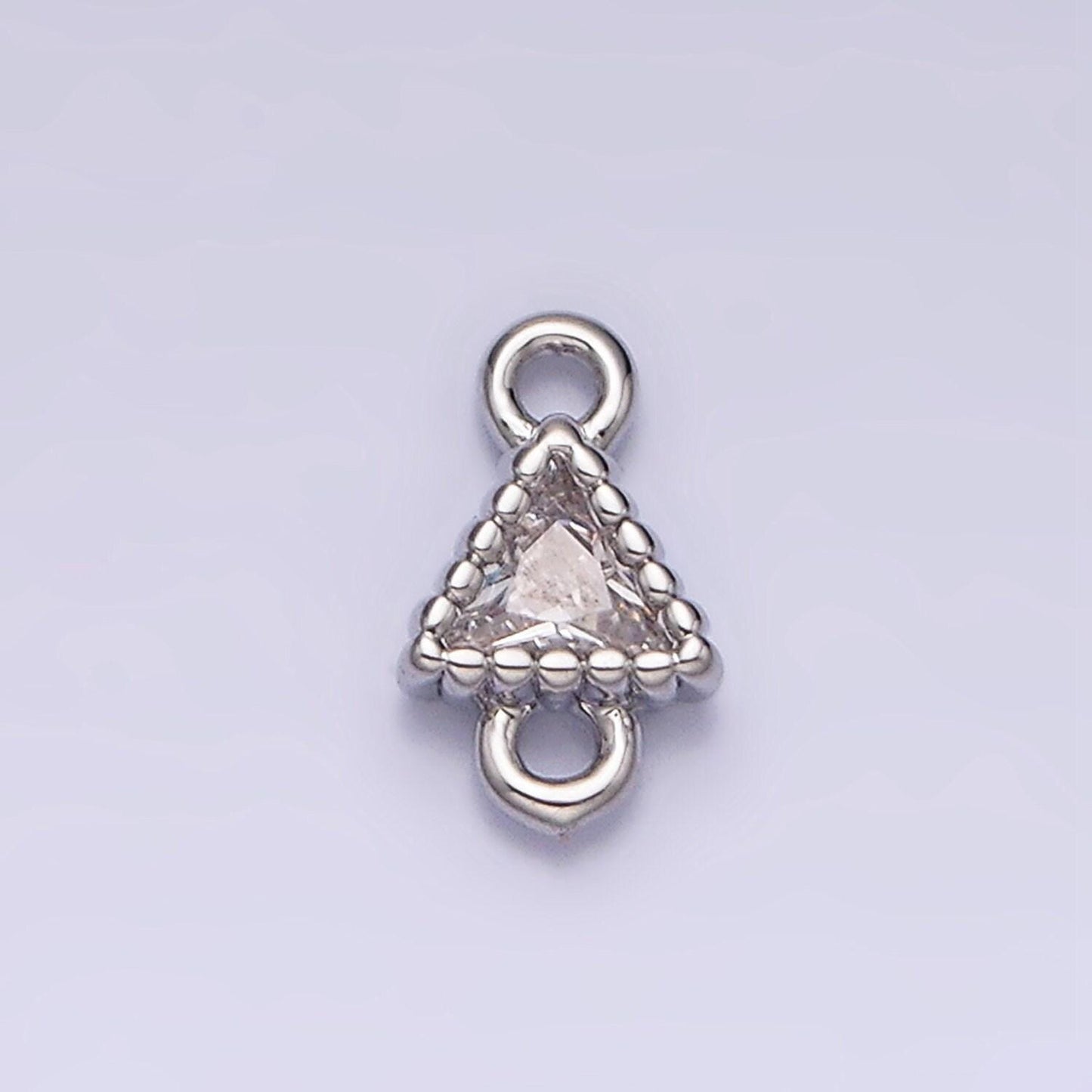 16k gold filled 4.5mm clear triangle cz dotted bezel connector in gold & silver | y-906