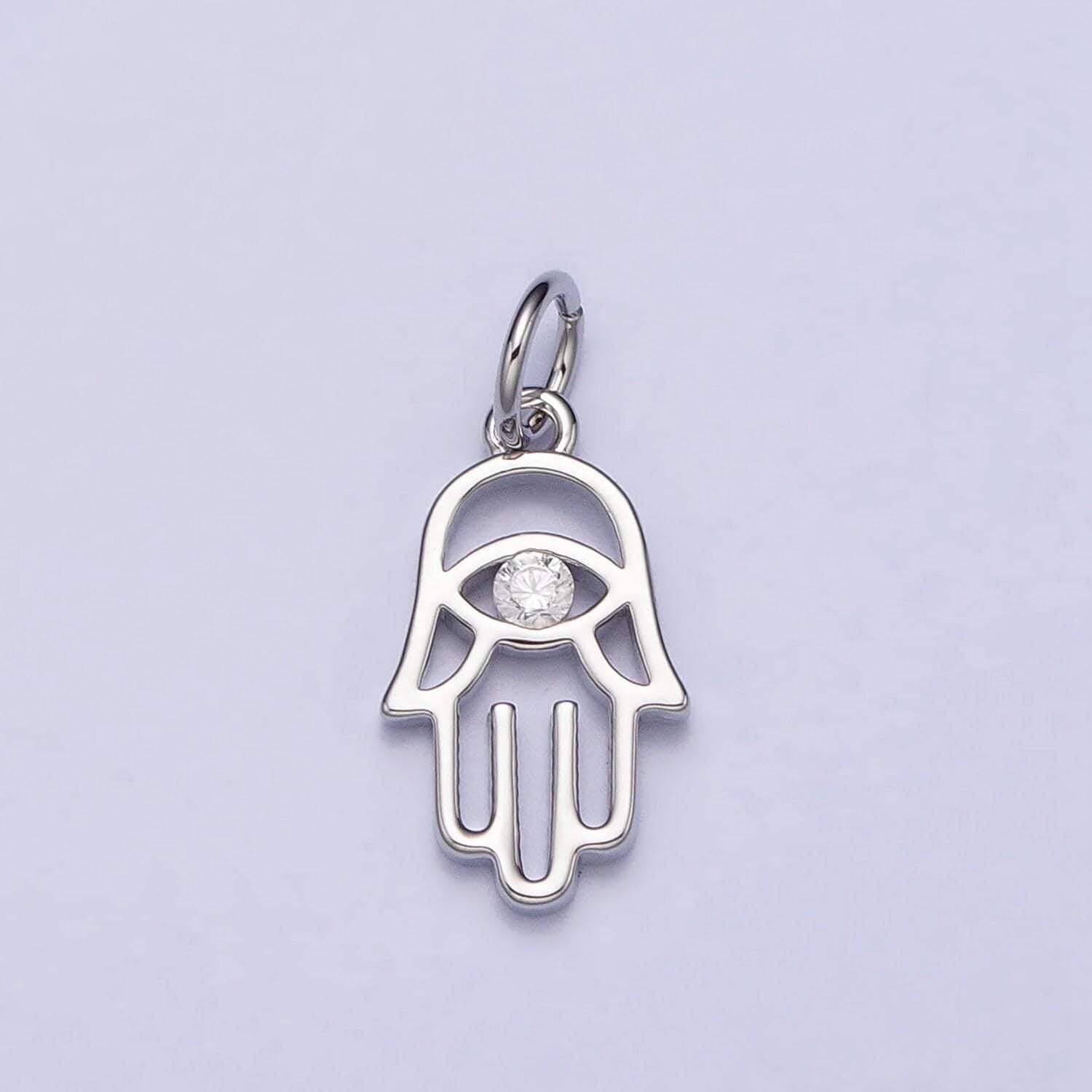Mini hamsa hand charm gold plated over brass hand of fatimah pendant for amulet jewelry pendant necklace bracelet earring supply ac408