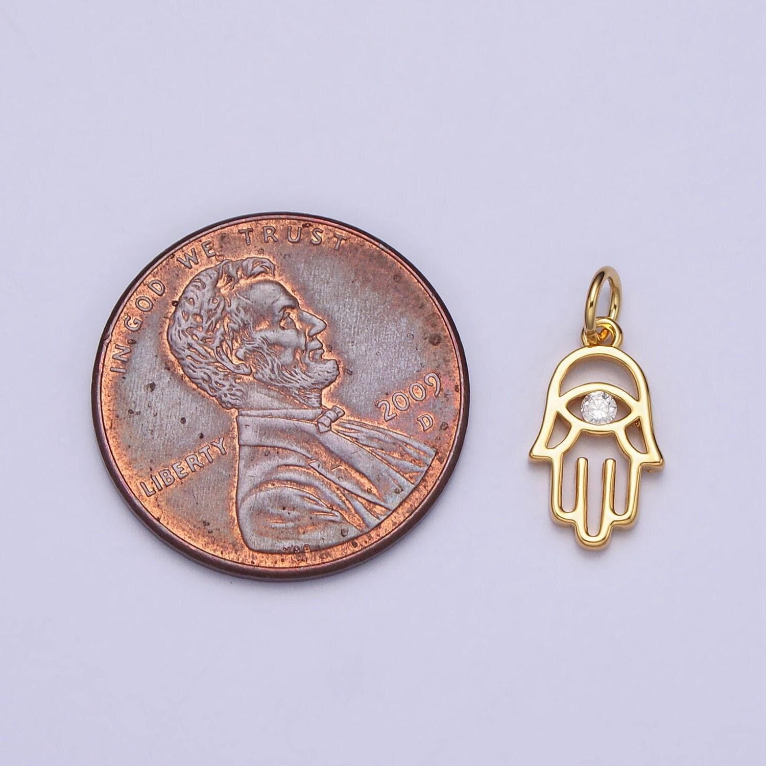 Mini hamsa hand charm gold plated over brass hand of fatimah pendant for amulet jewelry pendant necklace bracelet earring supply ac408
