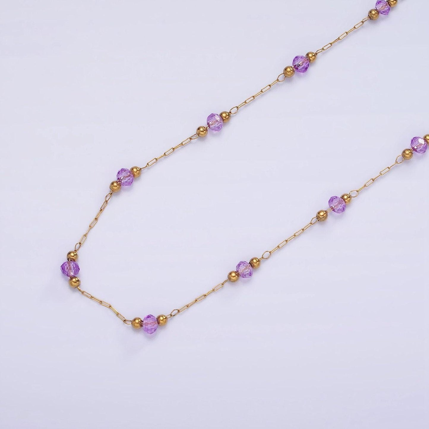 Dainty stainless steel glass ball chain satellite bead cable chain gold rainbow multi color chain bulk chain by yard | roll-1458