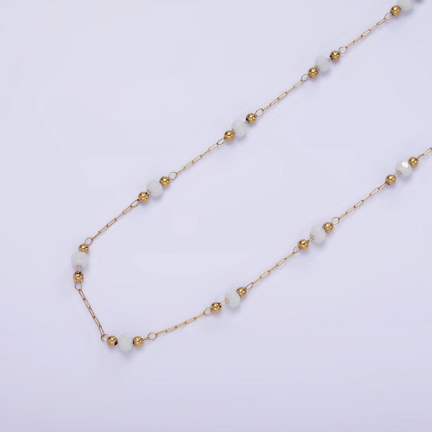 Dainty stainless steel glass ball chain satellite bead cable chain gold rainbow multi color chain bulk chain by yard | roll-1458