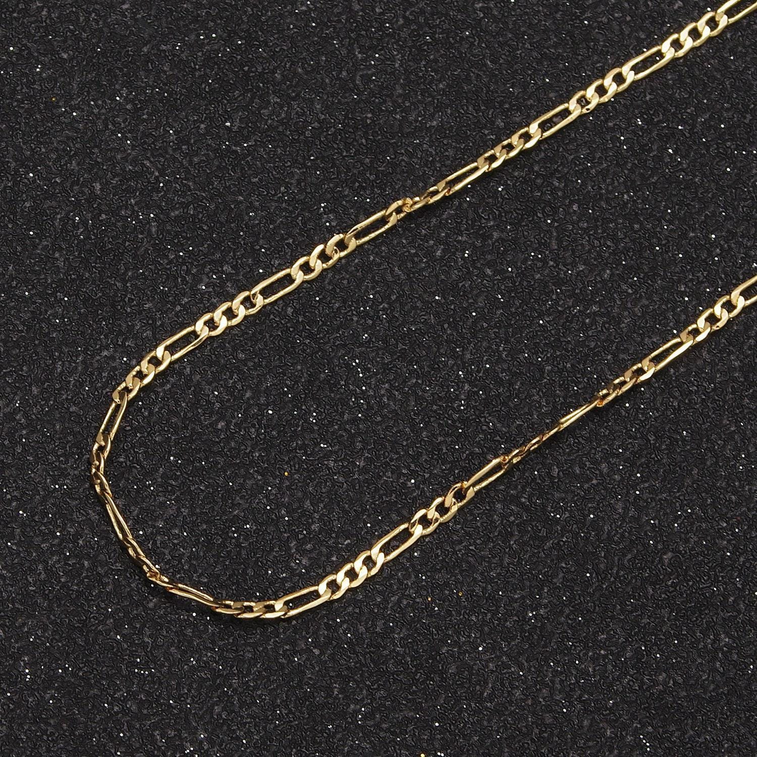 24k gold filled flat figaro chain by yard, 2mm width chain in silver & gold color, wholesale bulk roll chain for jewelry making, 670