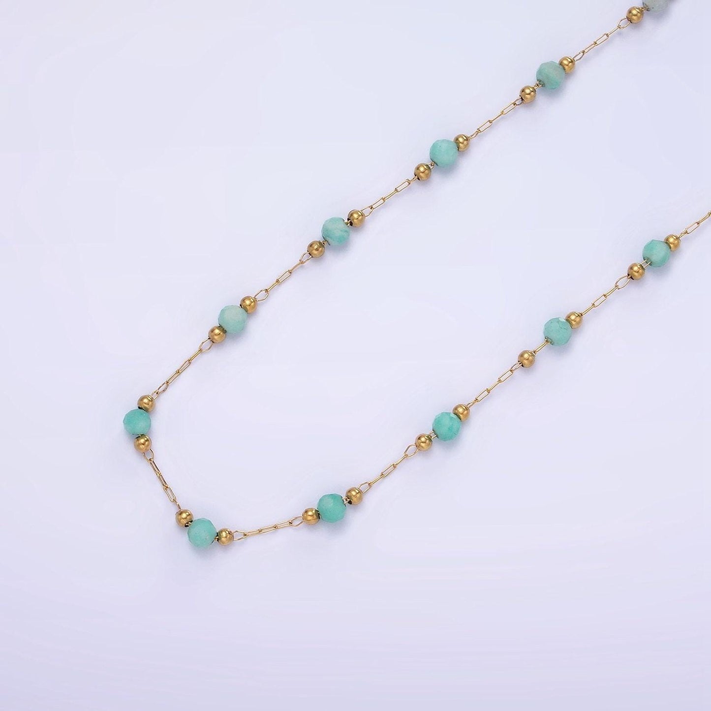 Dainty stainless steel glass ball chain satellite bead cable chain gold rainbow multi color chain bulk chain by yard | roll-1458