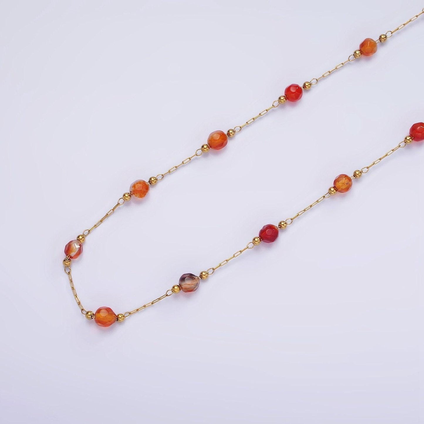 Dainty stainless steel glass ball chain satellite bead cable chain gold rainbow multi color chain bulk chain by yard | roll-1458