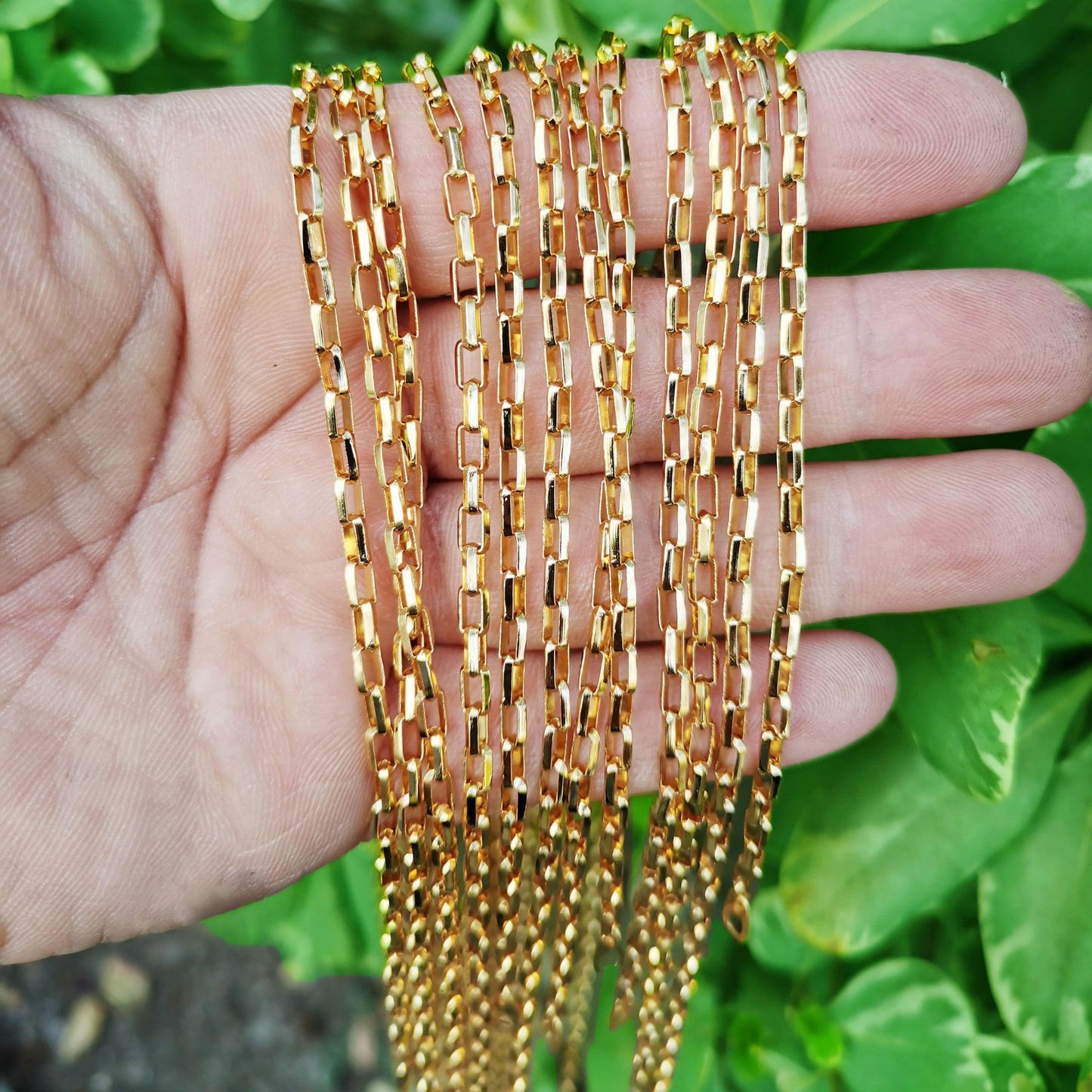 1pc 17.6'' ready to wear 24k gold square box chain necklace, layering bold box chain for jewelry making with pendant charm ,887