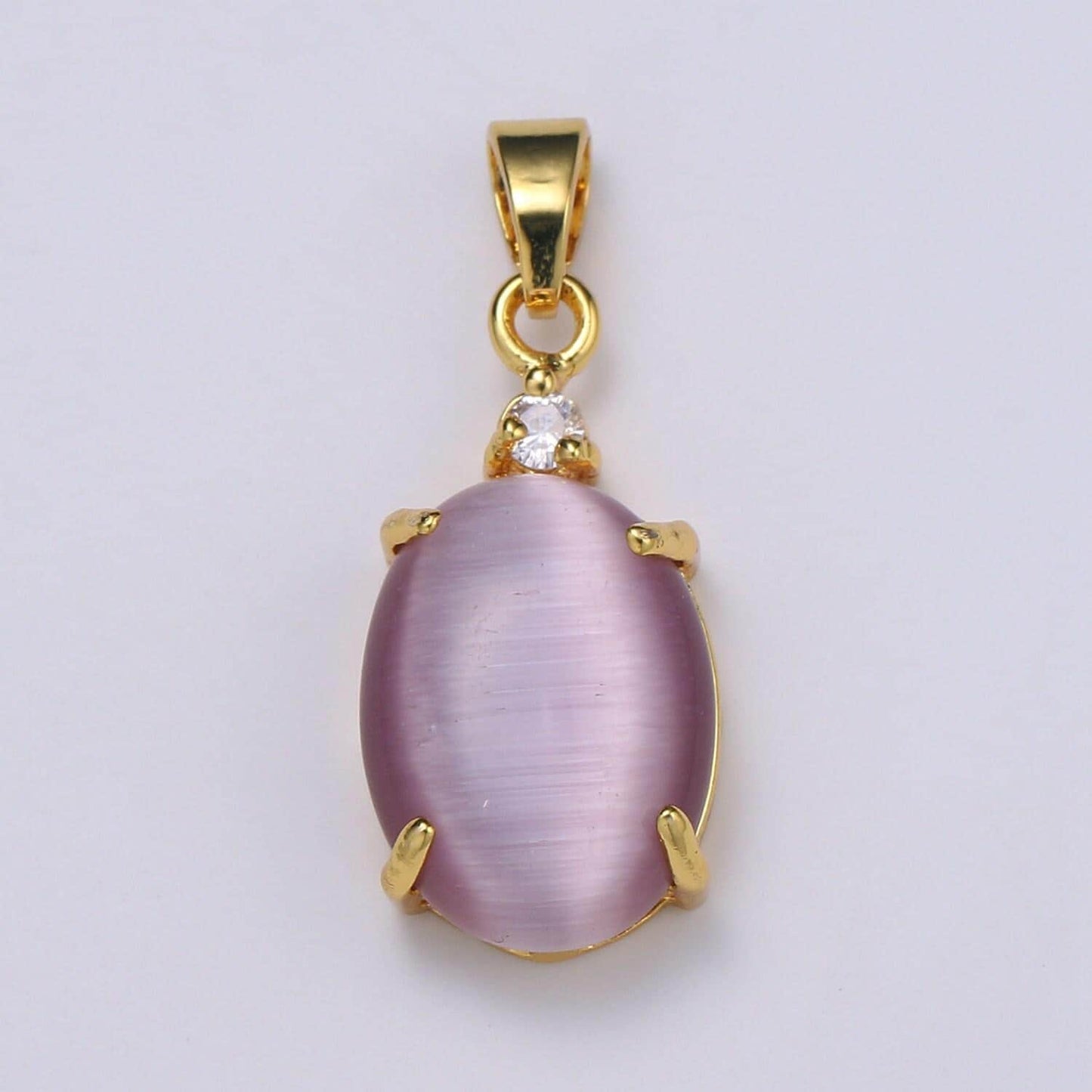 Multi color cat's eye: eggplant,green,lavender,olive, peach gold solitaire cz pendant, large cat's eye stone, pdgf-1619-1624