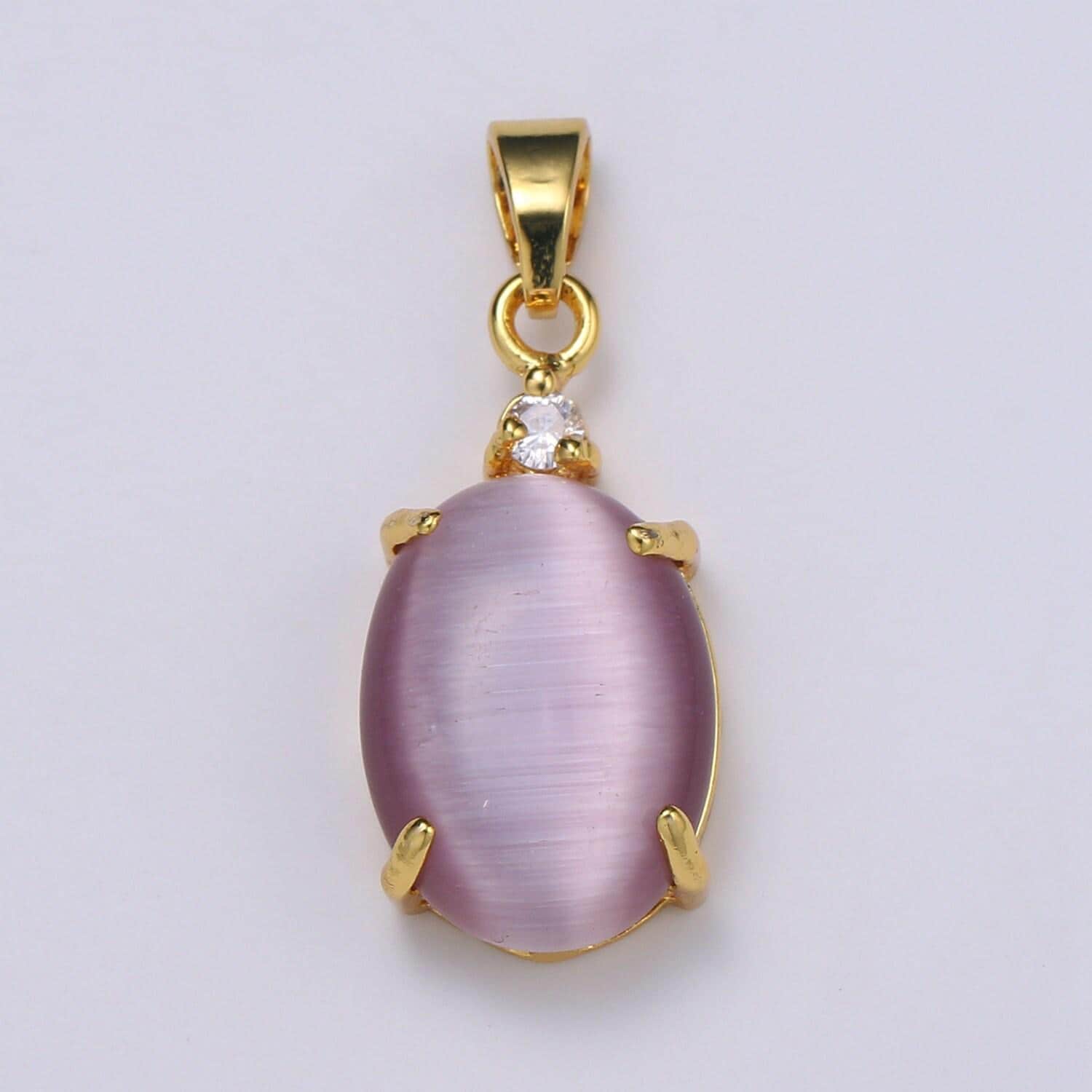 Multi color cat's eye: eggplant,green,lavender,olive, peach gold solitaire cz pendant, large cat's eye stone, pdgf-1619-1624