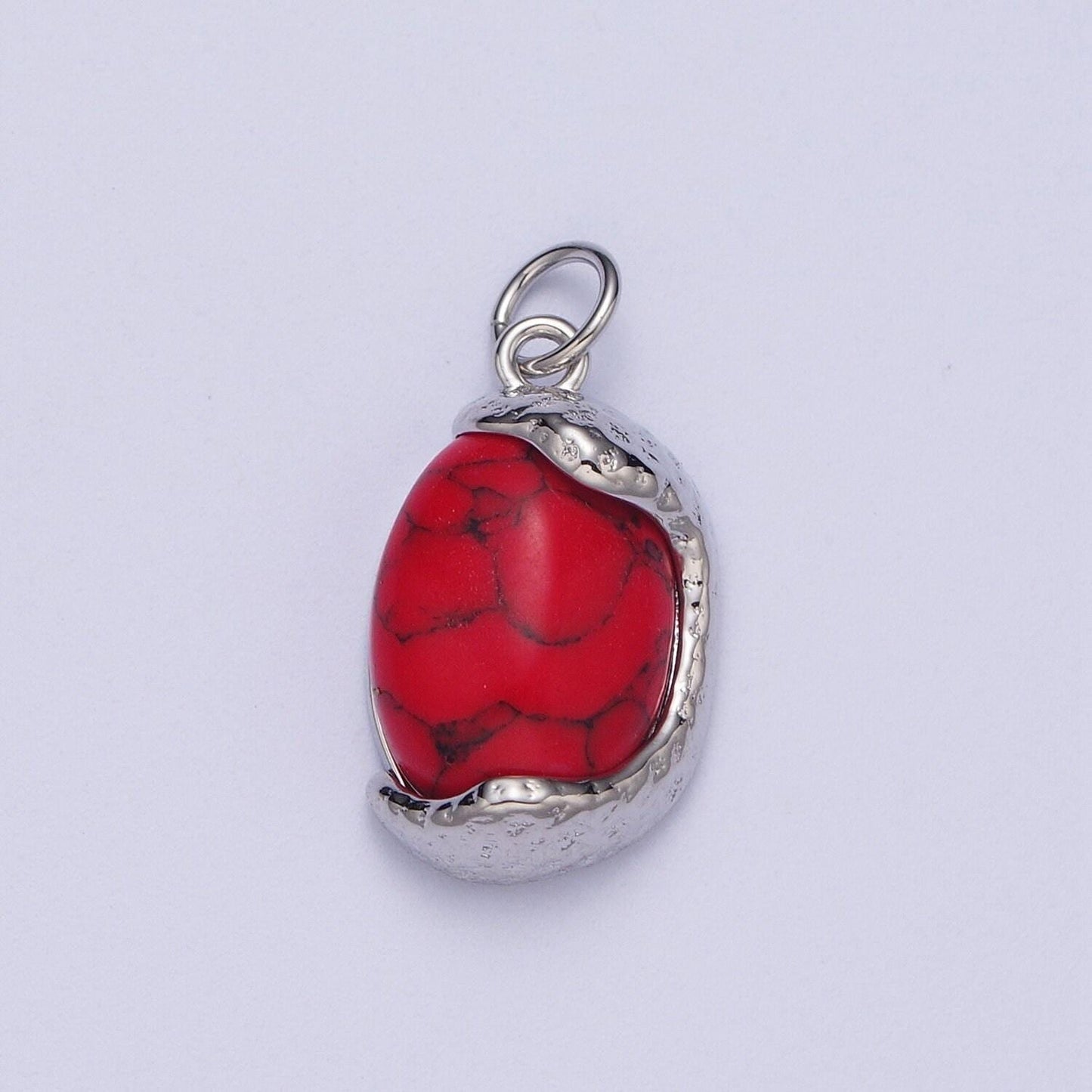 Red magnesite, purple cabochon cat's eye, turquoise cabochon gemstones, 24k gold plated & silver white gold filled egg gemstone pendants