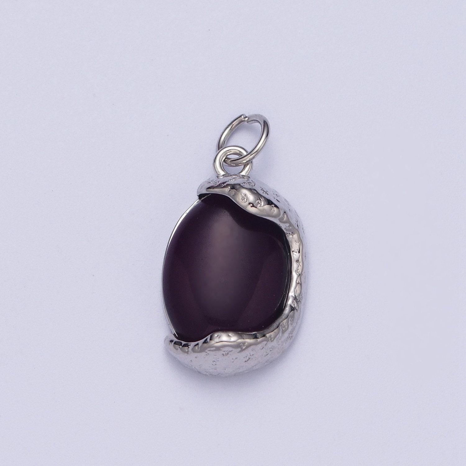 Red magnesite, purple cabochon cat's eye, turquoise cabochon gemstones, 24k gold plated & silver white gold filled egg gemstone pendants