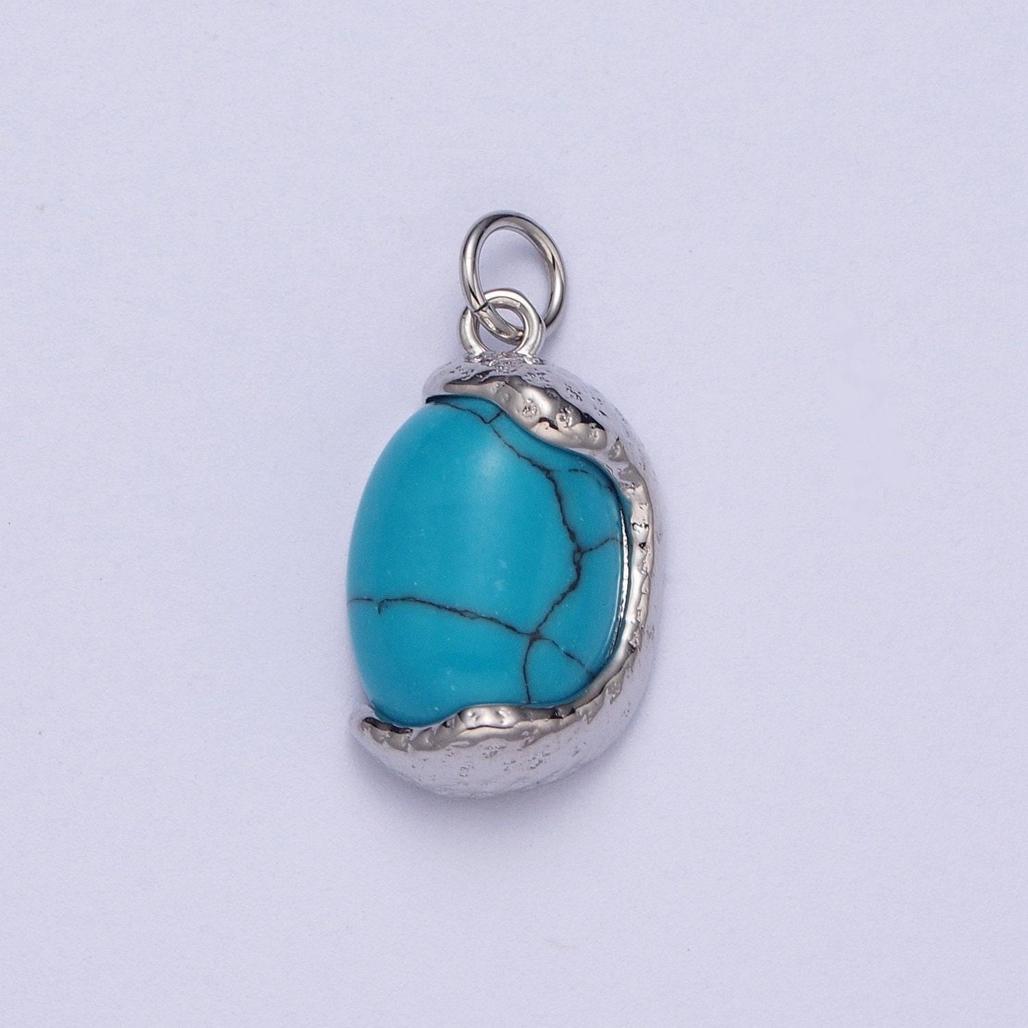 Red magnesite, purple cabochon cat's eye, turquoise cabochon gemstones, 24k gold plated & silver white gold filled egg gemstone pendants