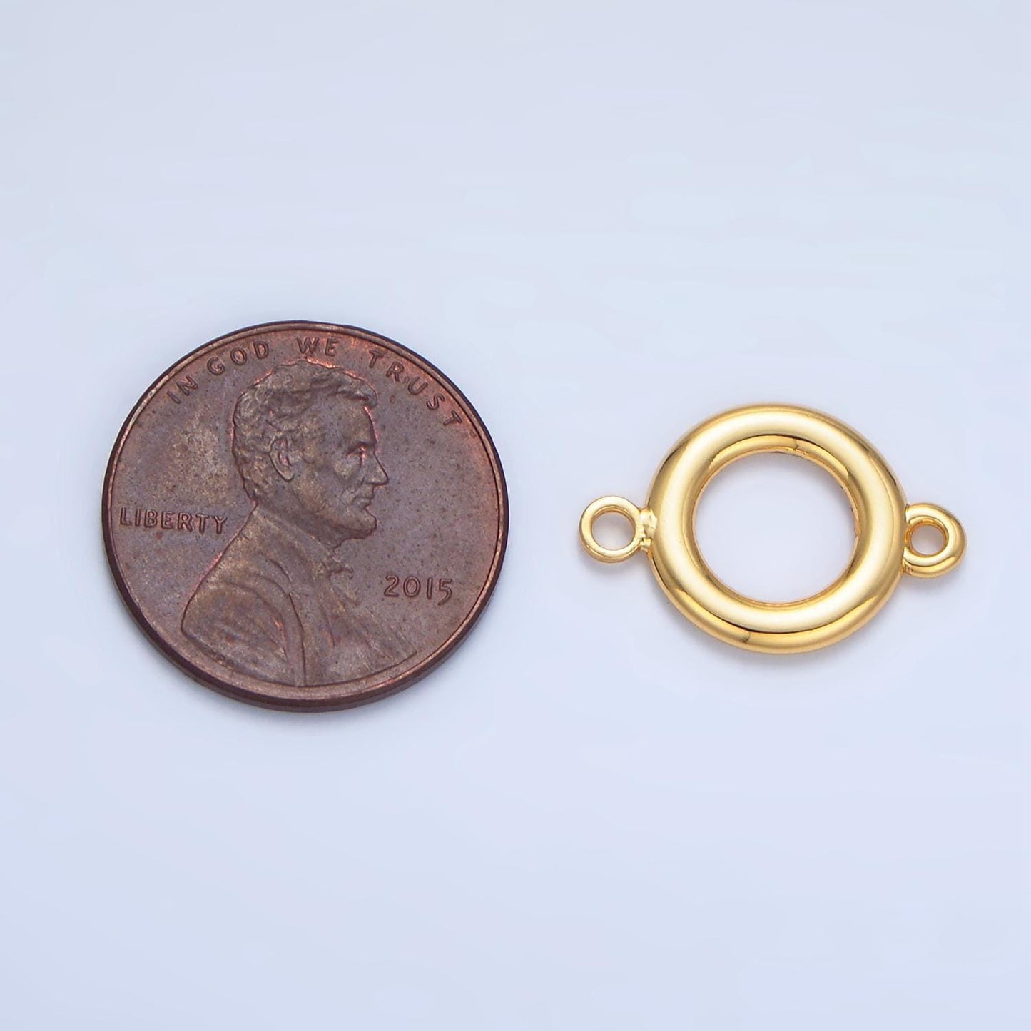 Mini open round circle charm 14k gold filled round link connector | f614