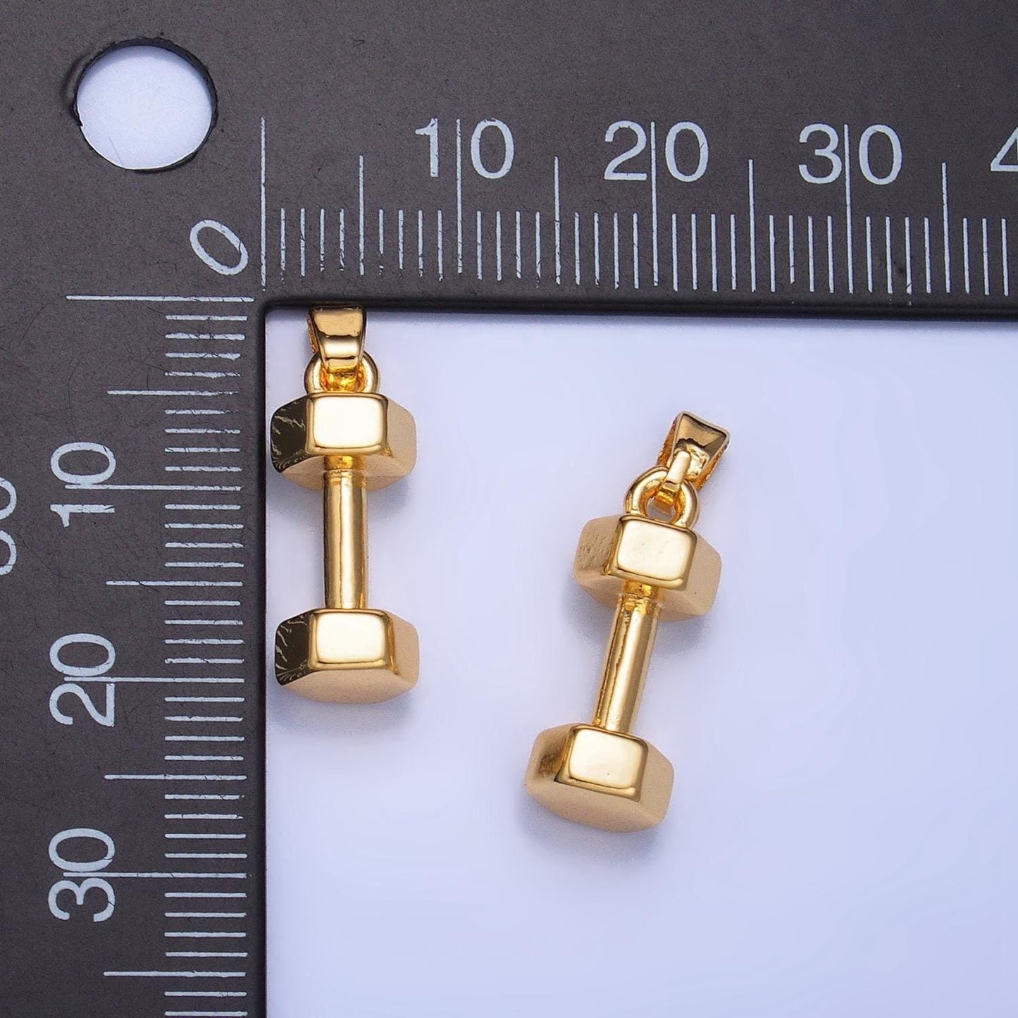 24k gold filled dumbbell charm gold pendant sports bracelet necklace gym weight lifting work out fitness charm new year resolution aa1011