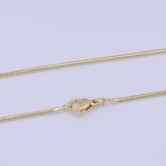 1.4mm gold snake chain necklace, 14k gold plated 17.7" snake link ready to wear necklace | wa-1107