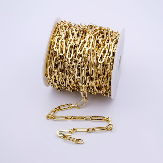 24k gold filled paperclip chain by yard, oval paperclip link chain, wholesale bulk roll chain jewelry making | roll-828
