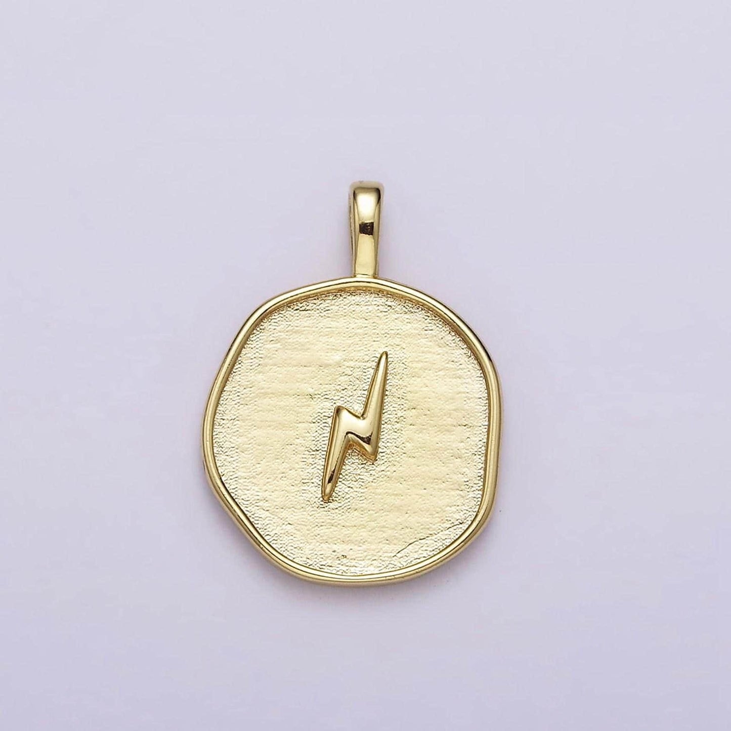 16k gold filled lightning bolt storm coin charm round pendant | aa629