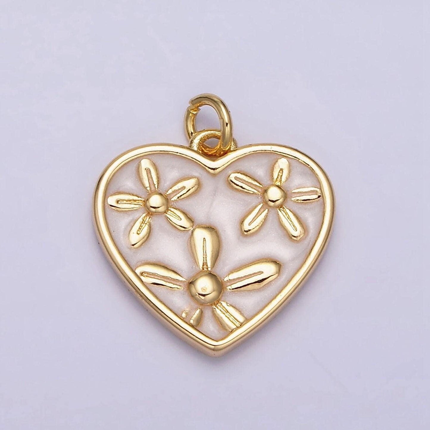Dainty cute daisy flower enamel 16k gold filled heart pendant floral nature charm bracelet necklace earring supply ac1105