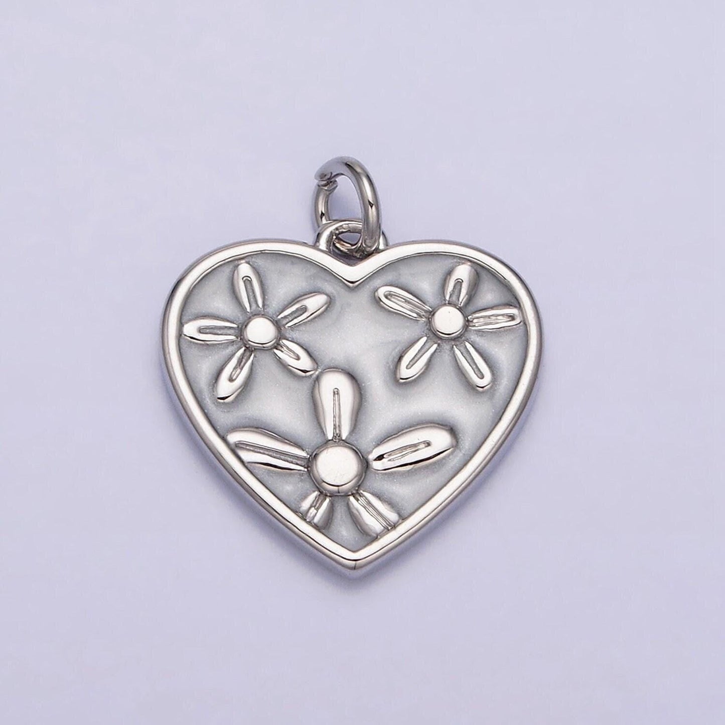 Dainty cute daisy flower enamel 16k gold filled heart pendant floral nature charm bracelet necklace earring supply ac1105