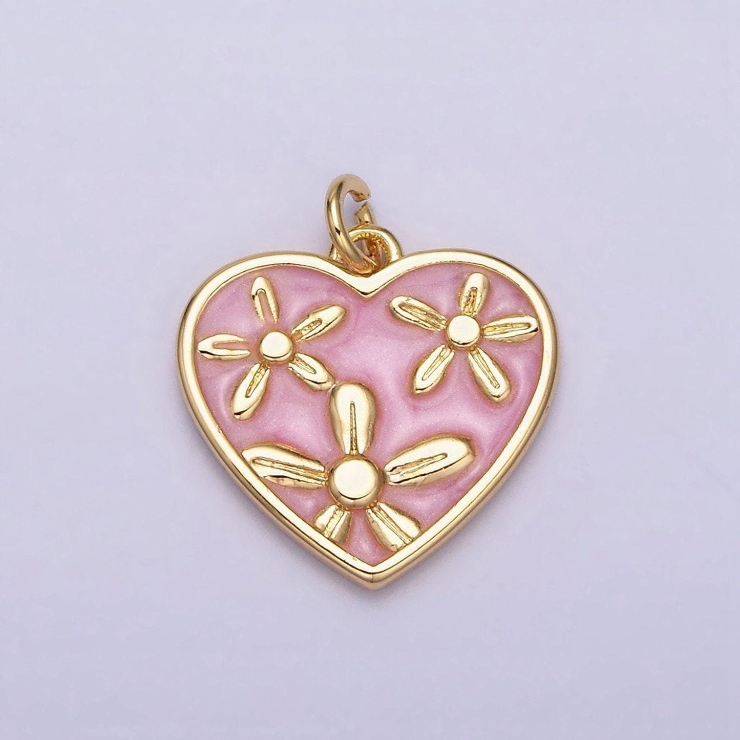Dainty cute daisy flower enamel 16k gold filled heart pendant floral nature charm bracelet necklace earring supply ac1105