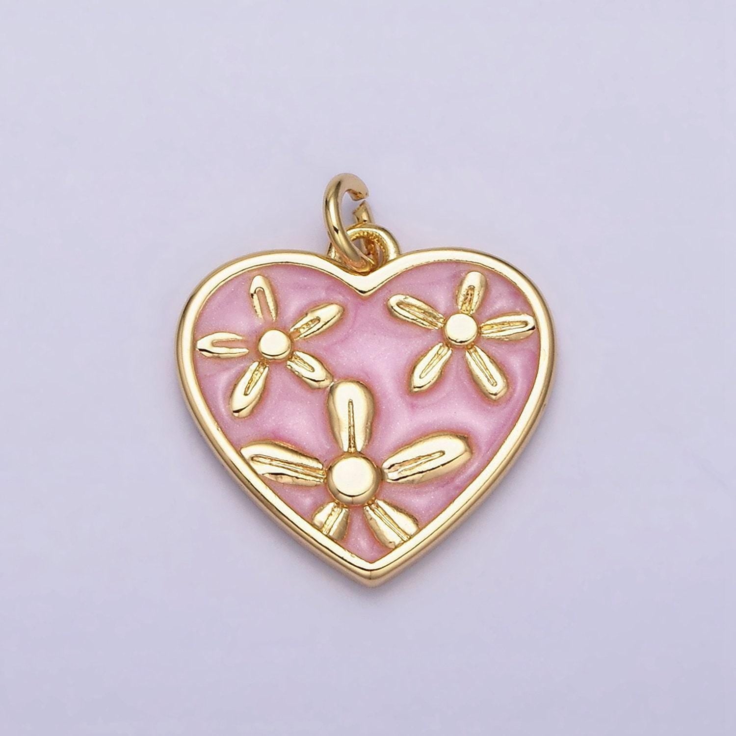 Dainty cute daisy flower enamel 16k gold filled heart pendant floral nature charm bracelet necklace earring supply ac1105