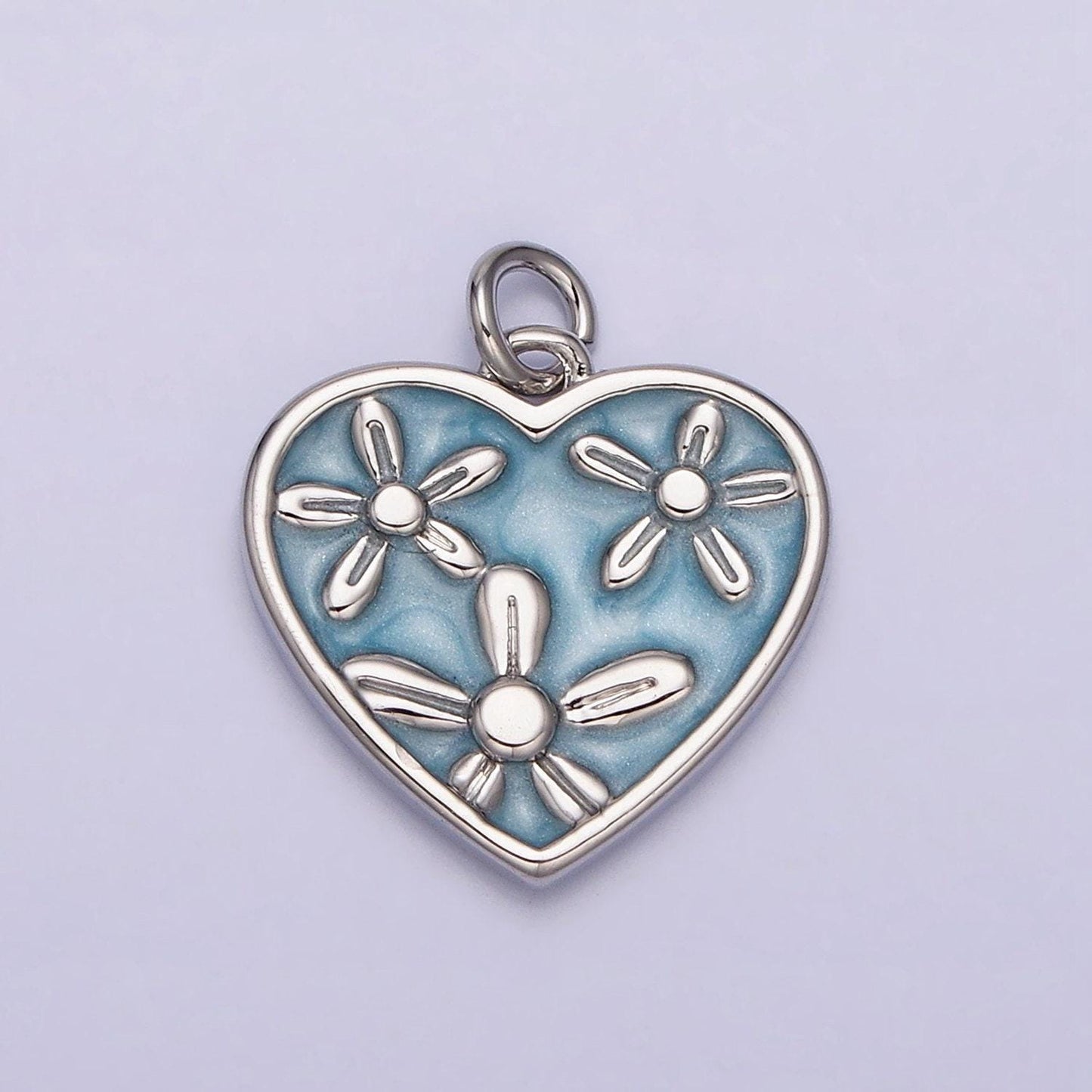 Dainty cute daisy flower enamel 16k gold filled heart pendant floral nature charm bracelet necklace earring supply ac1105