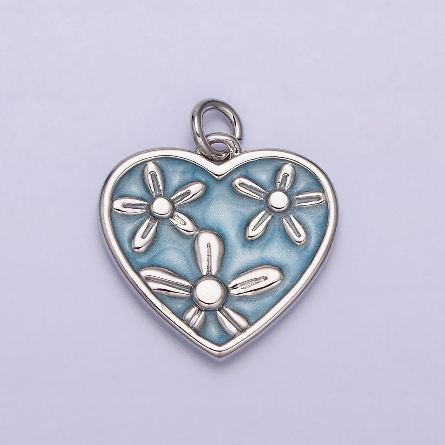Dainty cute daisy flower enamel 16k gold filled heart pendant floral nature charm bracelet necklace earring supply ac1105