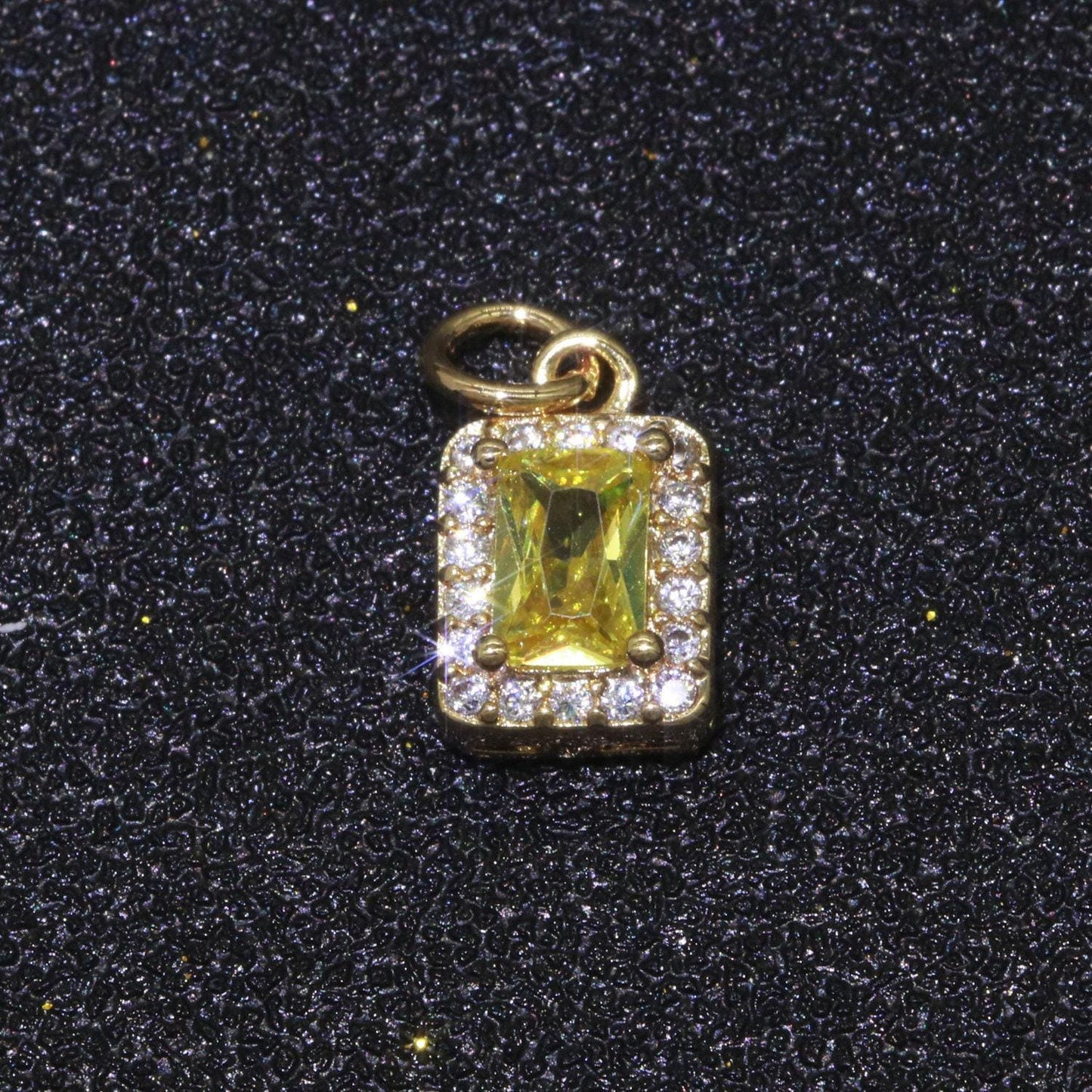 1x 14k gold filled micro pave cz geometric pendant charm emerald cut pendant charm geometric diy jewelry 8.8x7.3mm, m-197~m-202