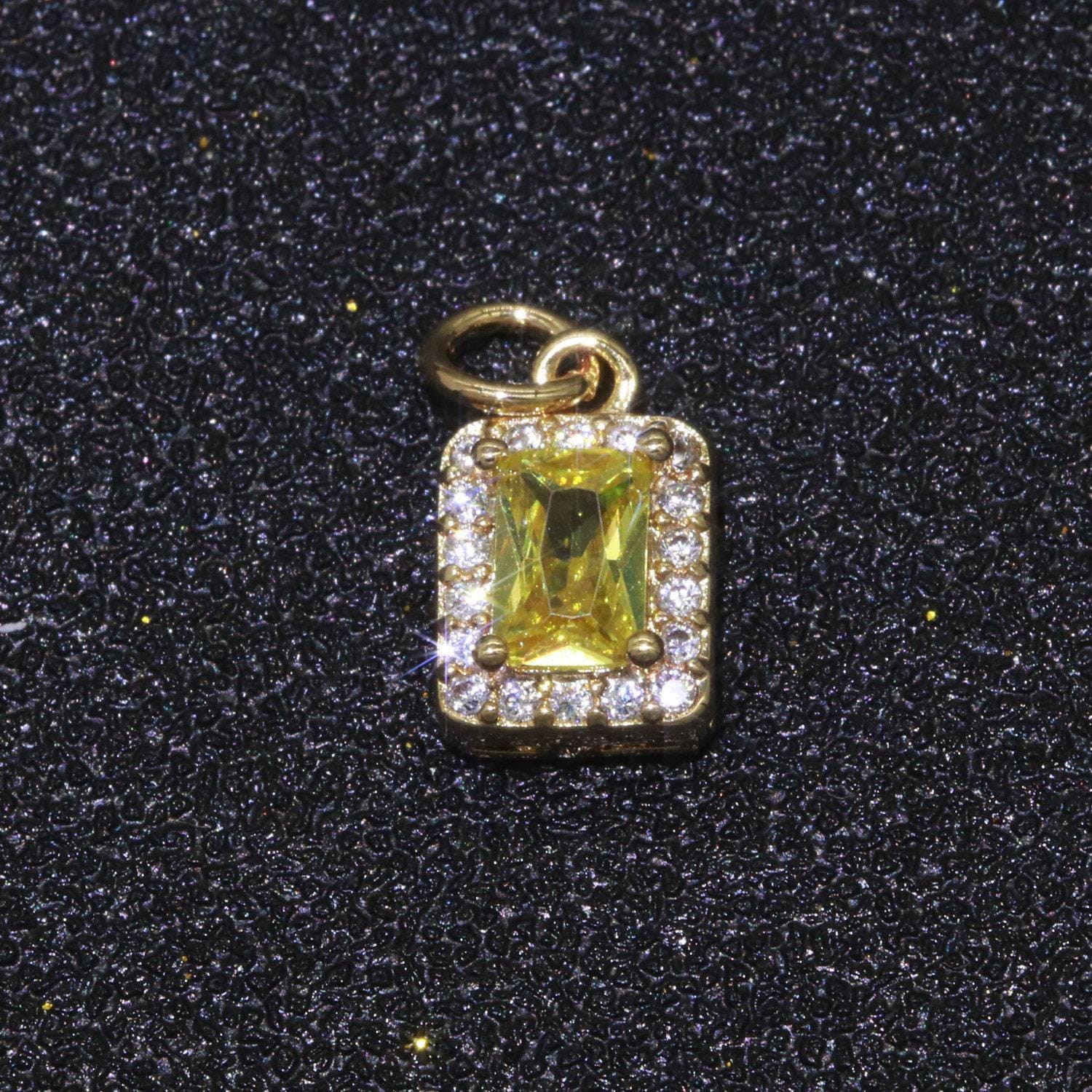 1x 14k gold filled micro pave cz geometric pendant charm emerald cut pendant charm geometric diy jewelry 8.8x7.3mm, m-197~m-202