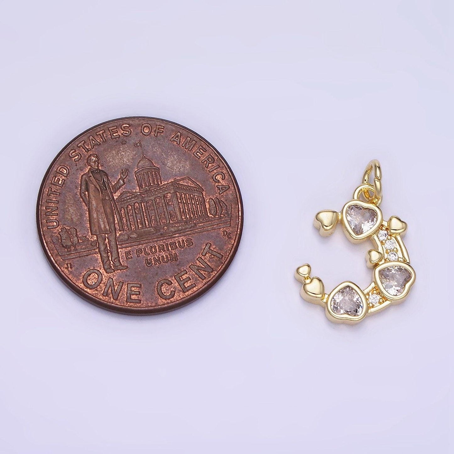 14k gold filled moon with cz hearts 16mm | ag-660