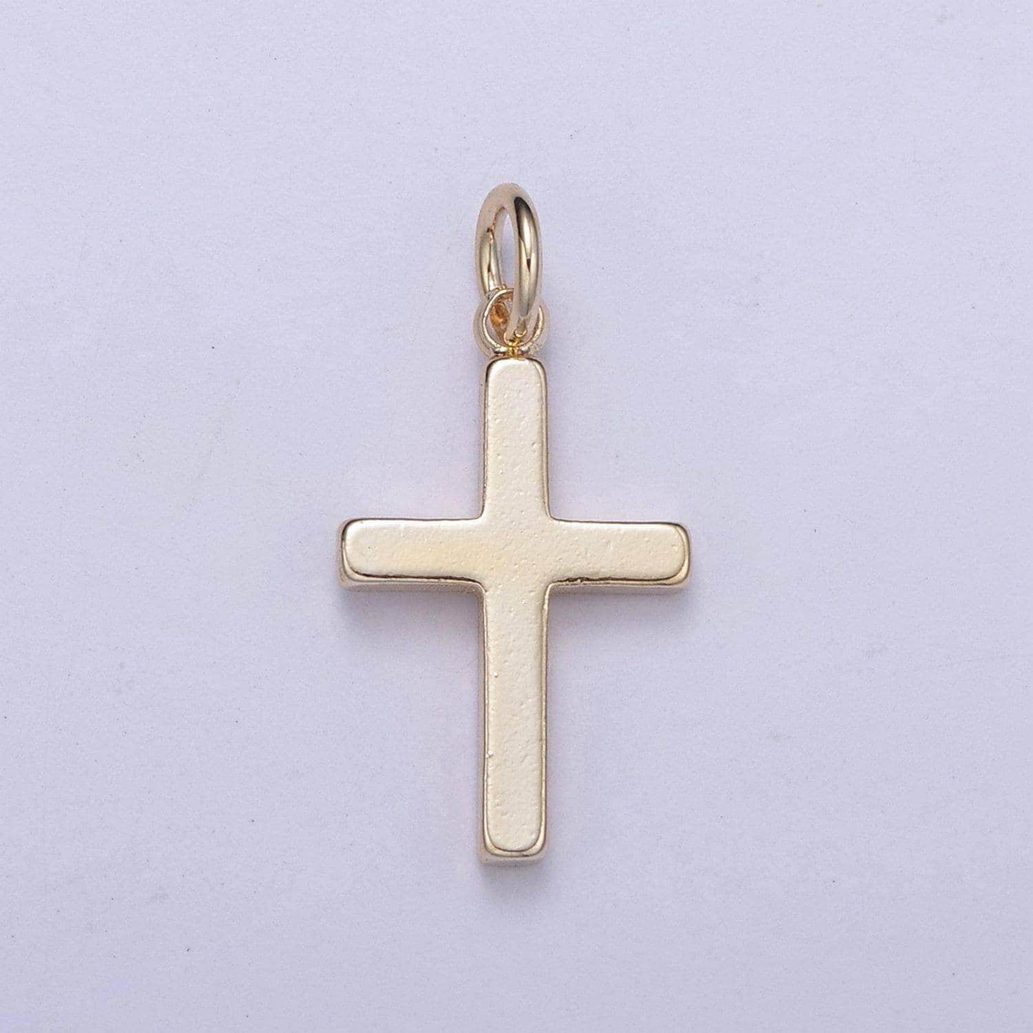 Gold filled cross pendant, simple cross charm, diy religion jewelry making findings n-359