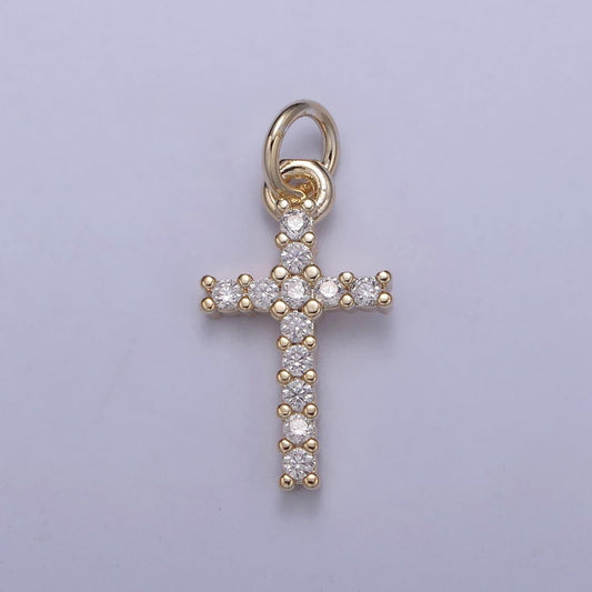 Dainty cross charms, micro pave mini cross, religious jewelry,14k gold filled cross charm add on pendant n-409