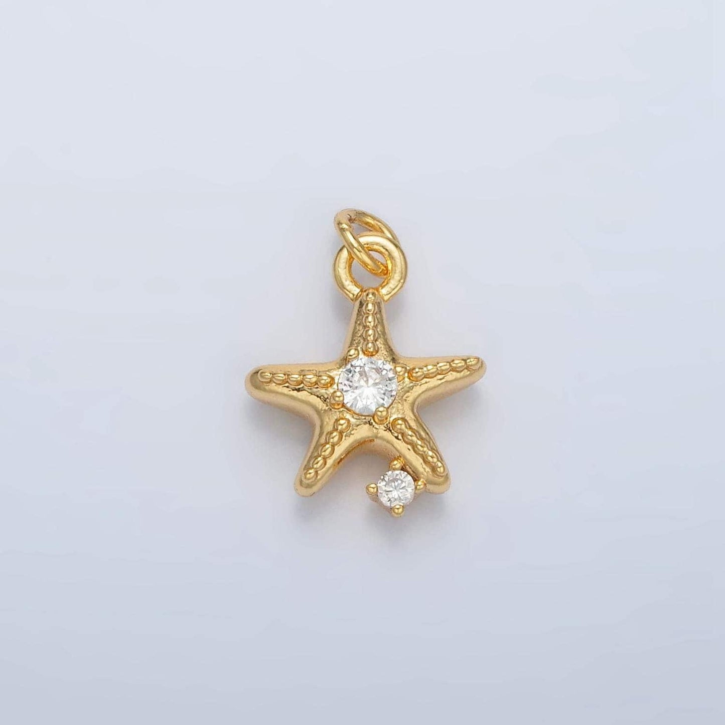 24k gold filled cz starfish clam shell mini start fish charm beach inspired | ac152