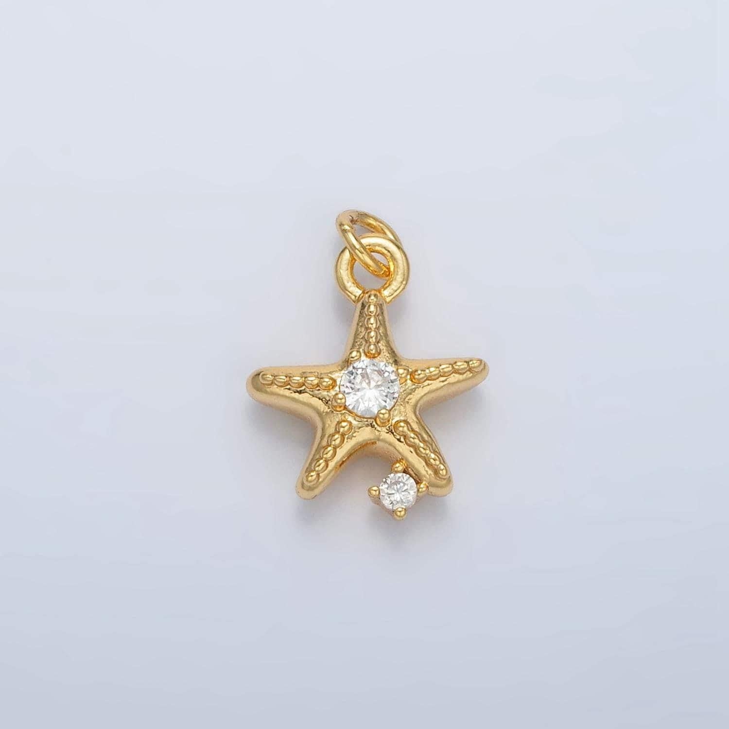 24k gold filled cz starfish clam shell mini start fish charm beach inspired | ac152