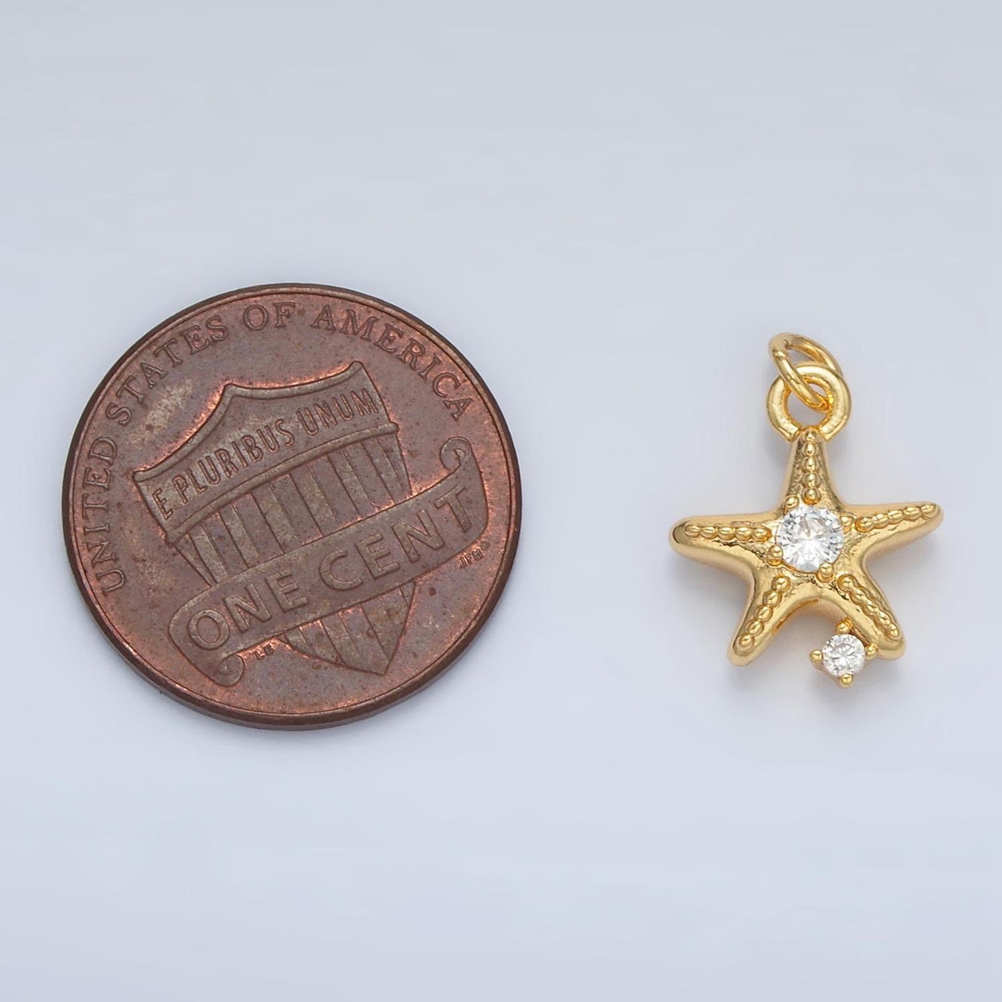 24k gold filled cz starfish clam shell mini start fish charm beach inspired | ac152