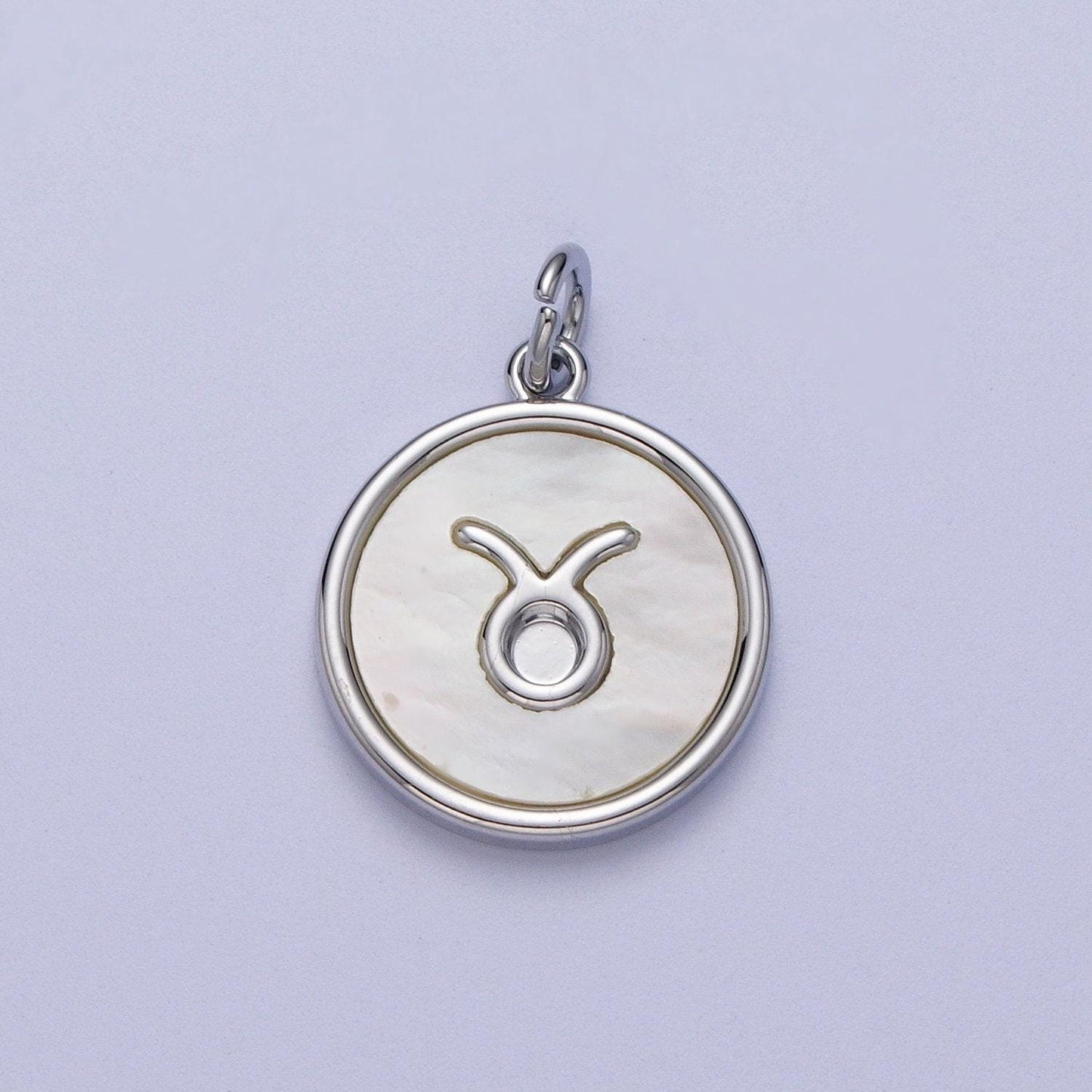 Shell pearl silver zodiac signs medallion pendant white gold fill astrology birthday month horoscope mother of pearl round coin charm a1731