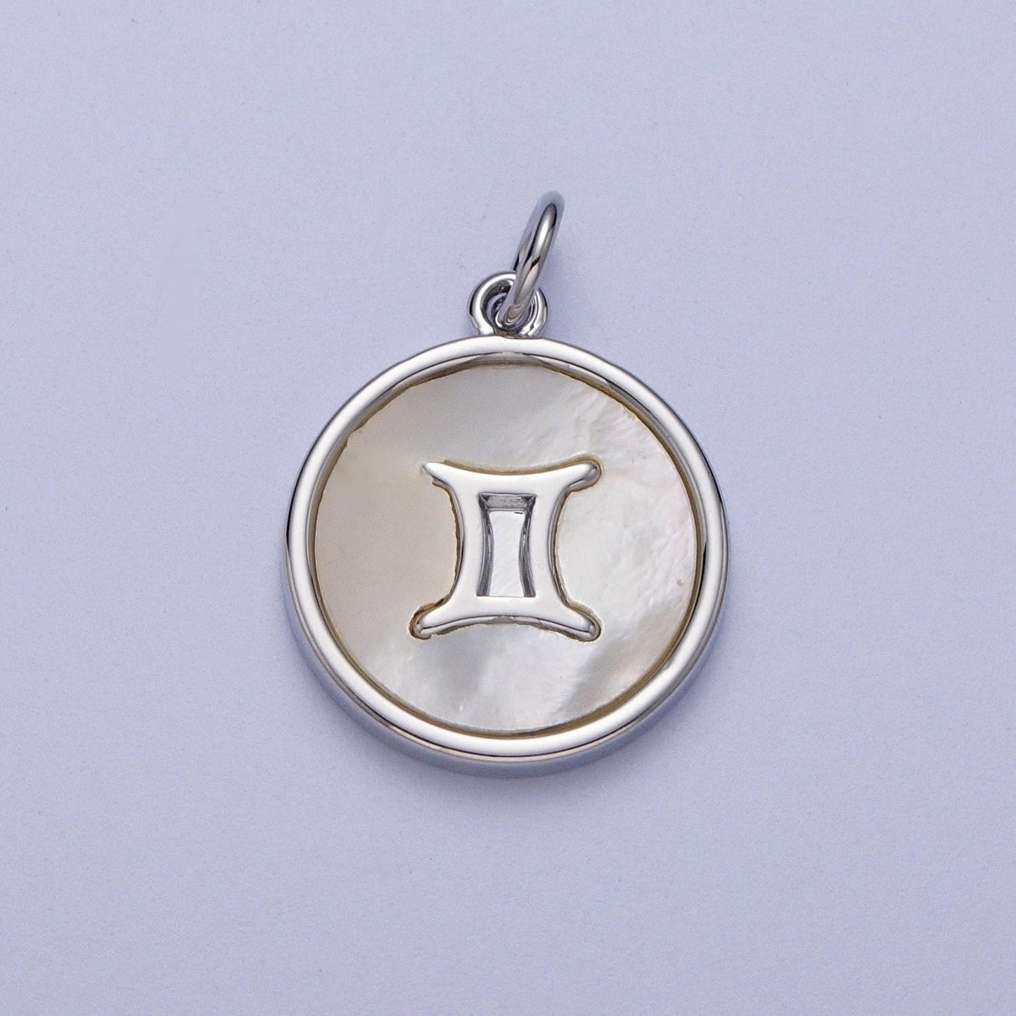 Shell pearl silver zodiac signs medallion pendant white gold fill astrology birthday month horoscope mother of pearl round coin charm a1731