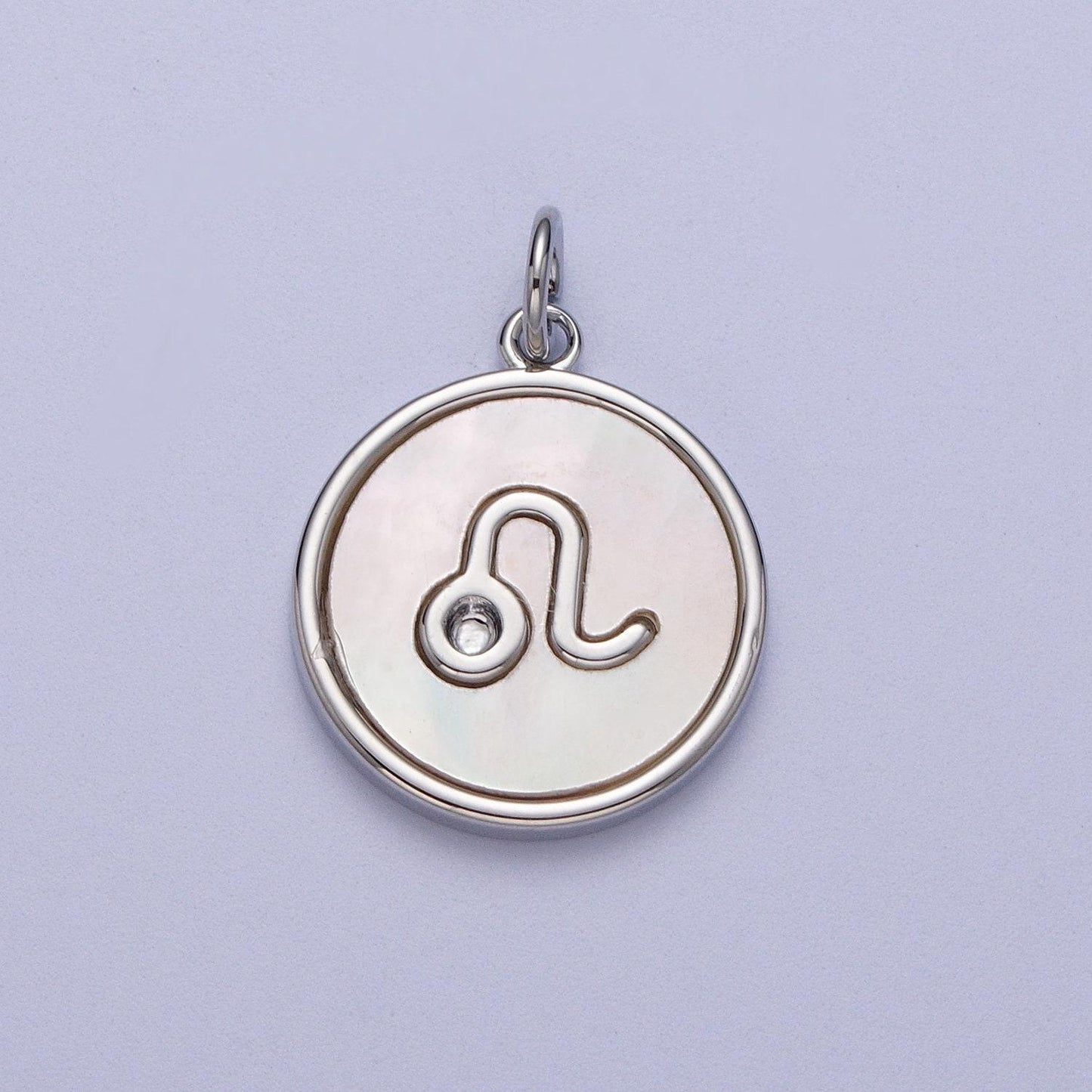 Shell pearl silver zodiac signs medallion pendant white gold fill astrology birthday month horoscope mother of pearl round coin charm a1731