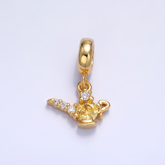 Mini Cubic Charm 24k gold filled magical genie lamp cz micro paved charm | W-408