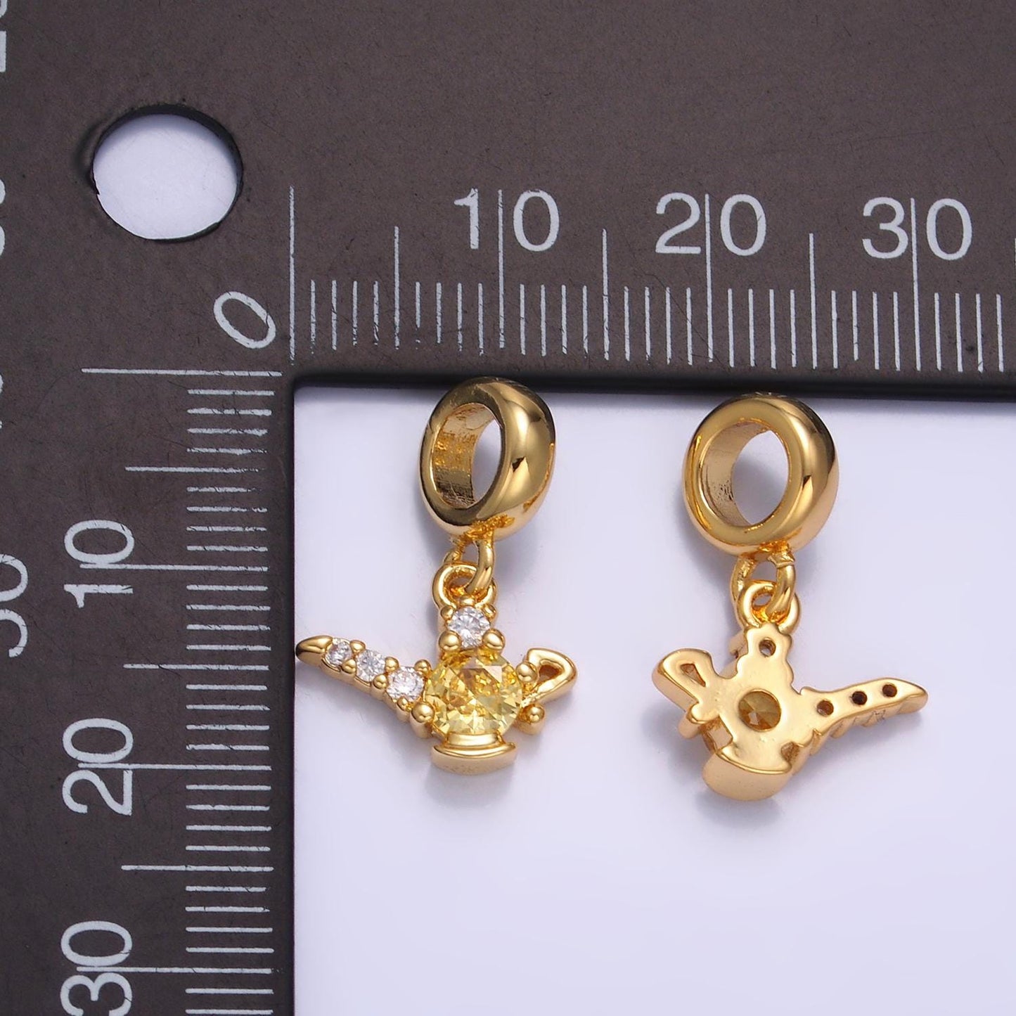 Mini Cubic Charm 24k gold filled magical genie lamp cz micro paved charm | W-408