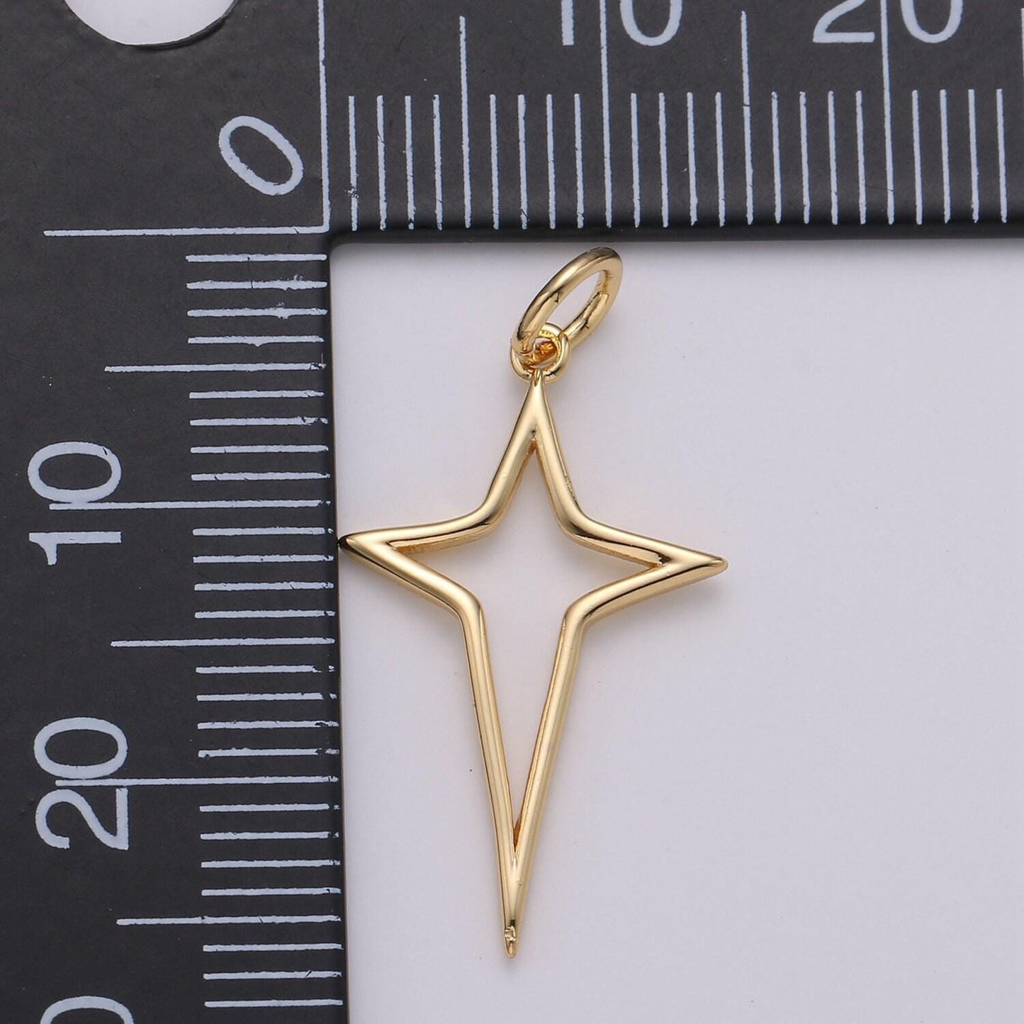 Gold north star charm 24k gold star charm, polaris charm, celestial charm, celestial jewelry cut out star charm for necklace earring