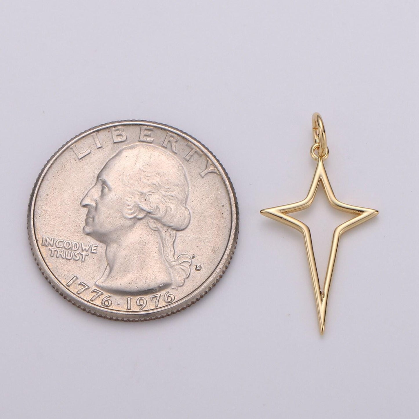 Gold north star charm 24k gold star charm, polaris charm, celestial charm, celestial jewelry cut out star charm for necklace earring