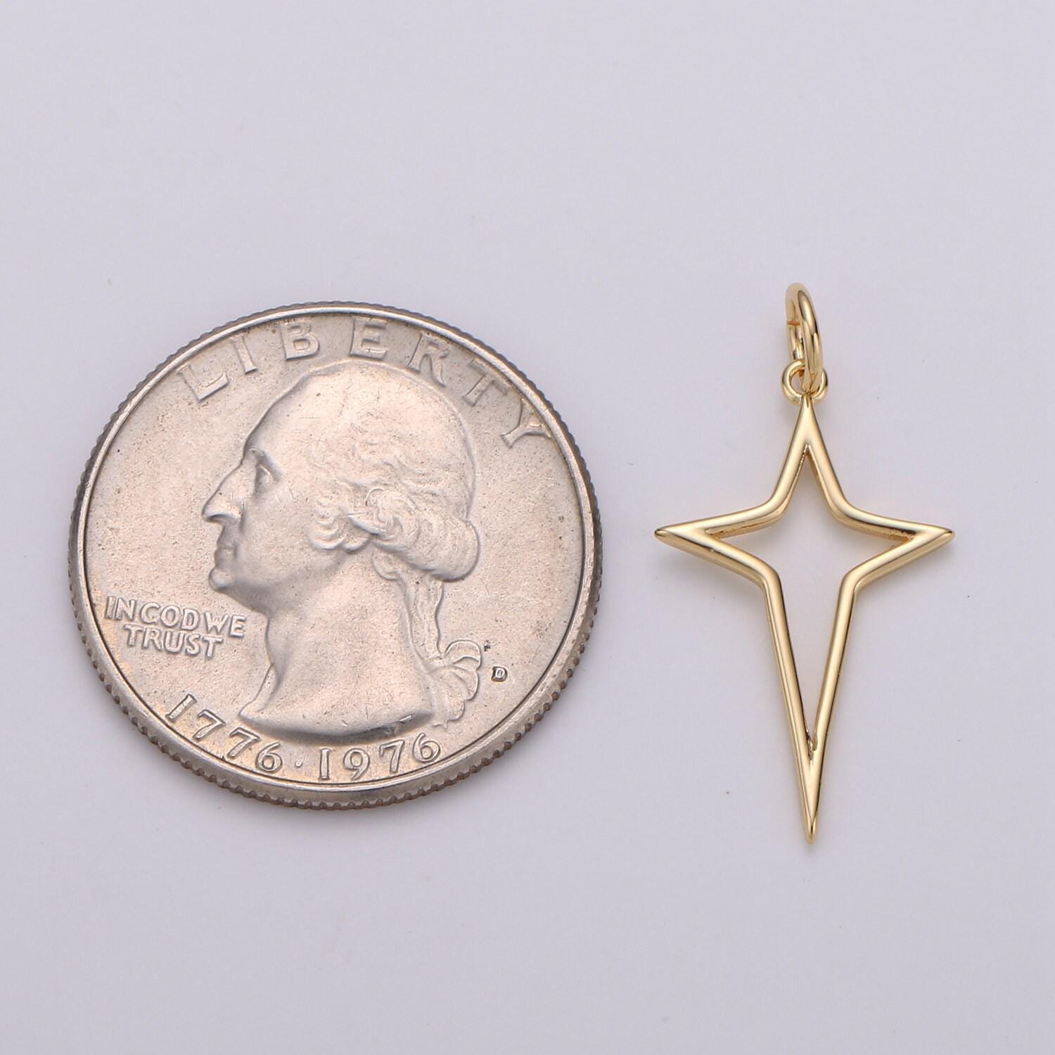 Gold north star charm 24k gold star charm, polaris charm, celestial charm, celestial jewelry cut out star charm for necklace earring