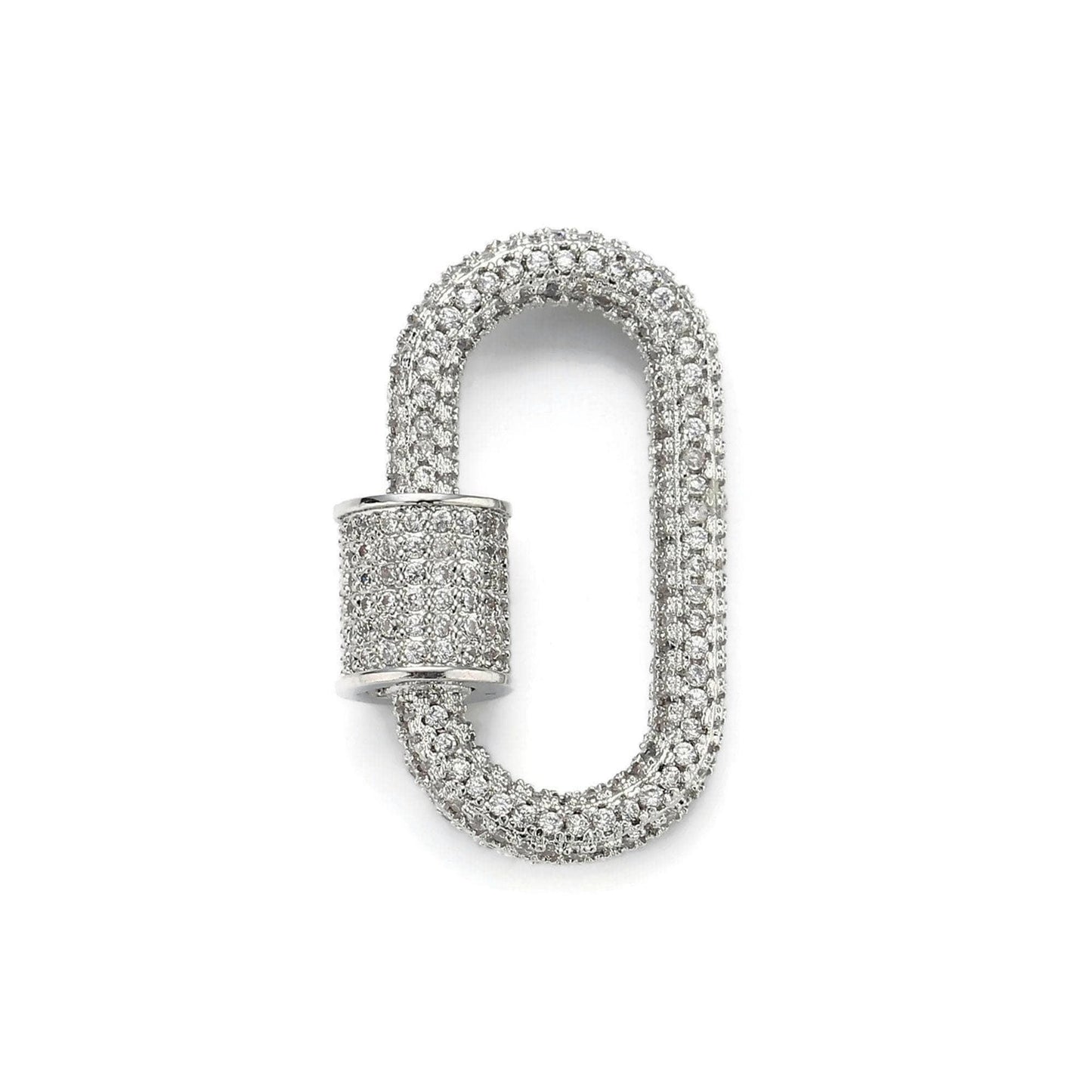 1pc carabiner clasp, clasp oval , interlocking oval clasp, pave oval shaped clasps, gold and silver color option, supp-24-124