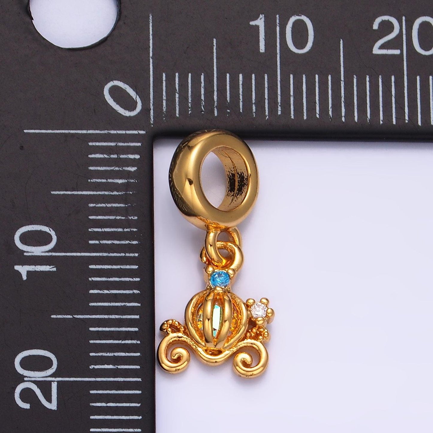 Mini pumpkin carriage pendant in gold fairytale inspired diy kids fashion charm add on necklace bracelet earring w407